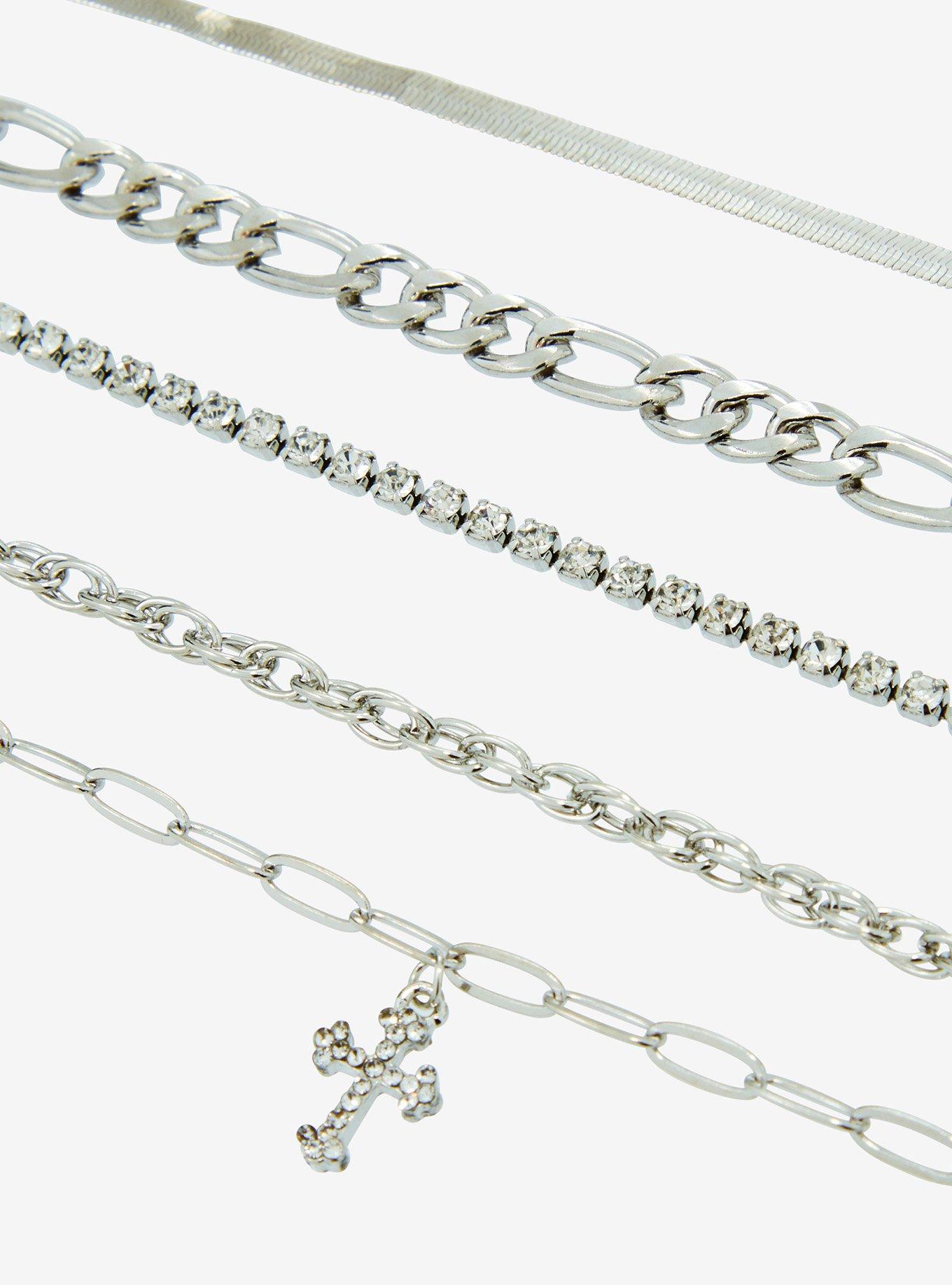 Social Collision Cross Chain Bracelet Set, , alternate
