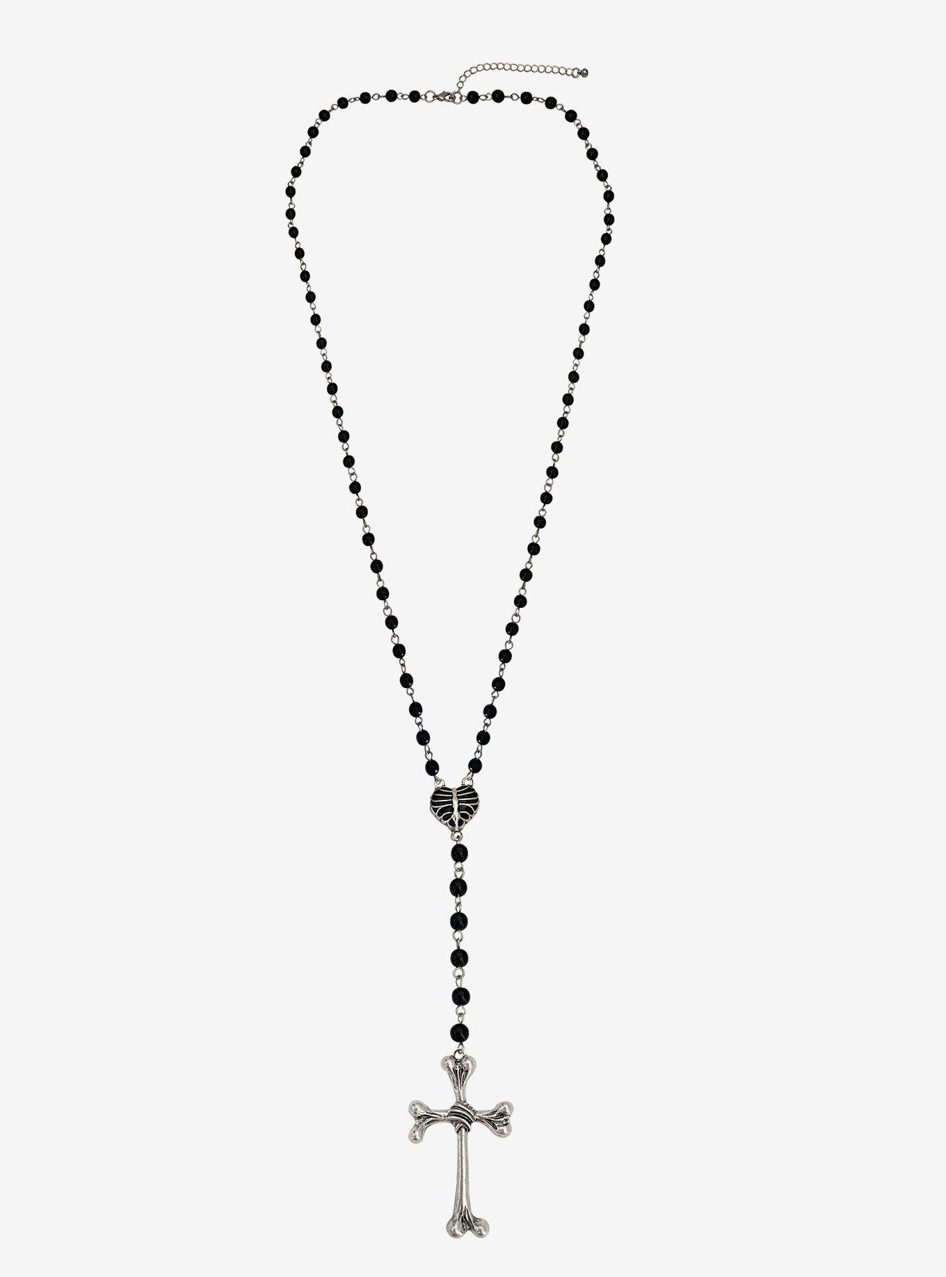 Social Collision Skeleton Bone Rosary Necklace, , hi-res