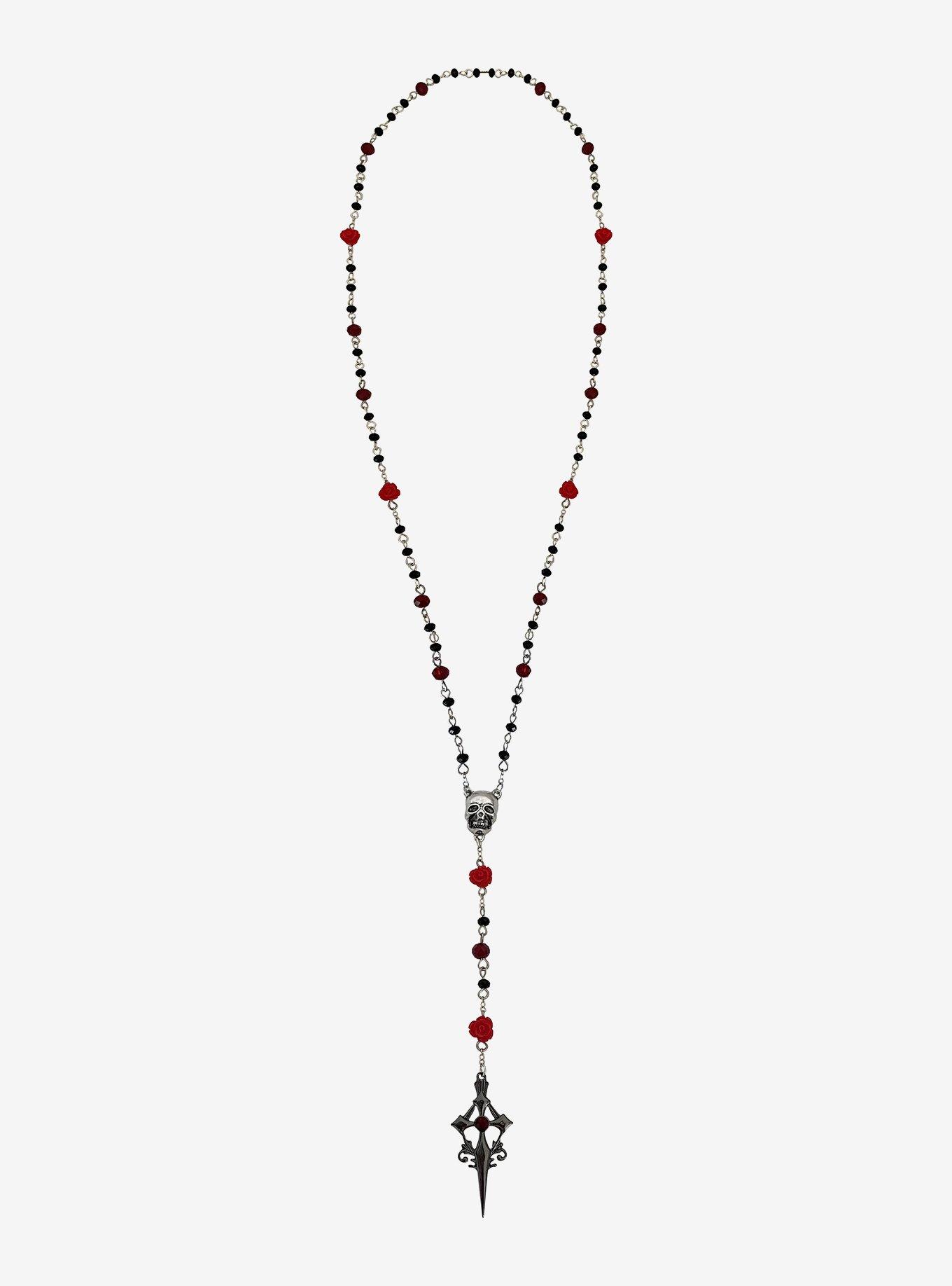 Cosmic Aura Ornate Cross Rosary Necklace