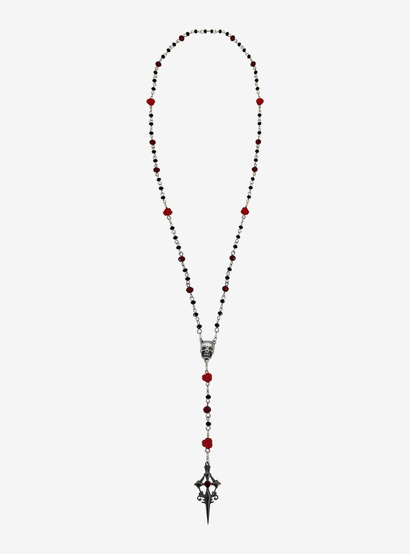 Cosmic Aura Ornate Cross Rosary Necklace, , hi-res
