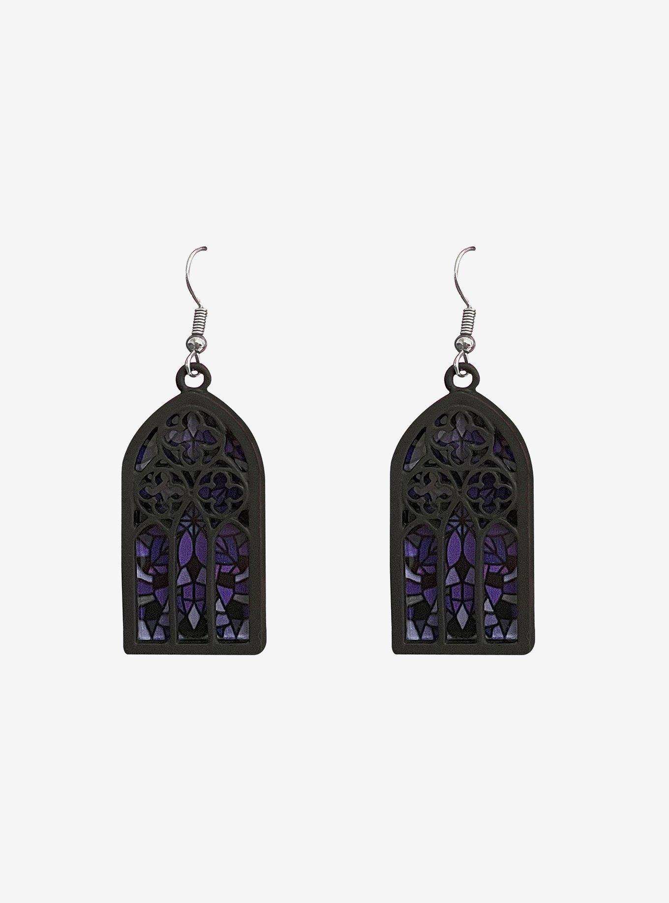 Social Collision Stained Glass Window Drop Earrings, , hi-res