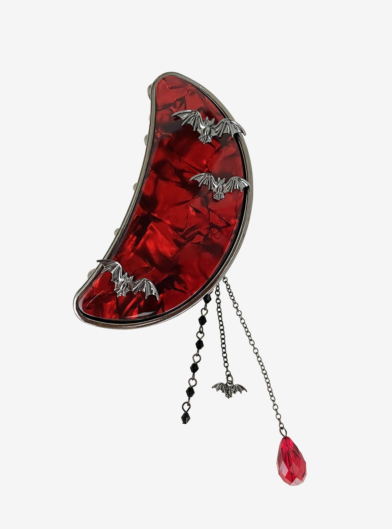 Social Collision Red Moon Bat Claw Hair Clip, , hi-res