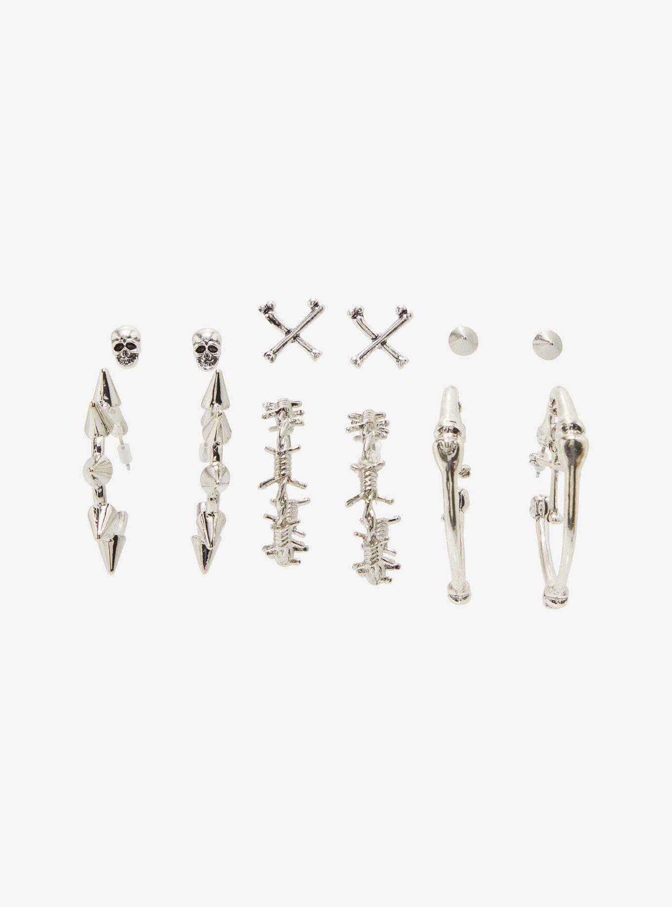 Social Collision Skeleton Hoop Earring Set, , hi-res