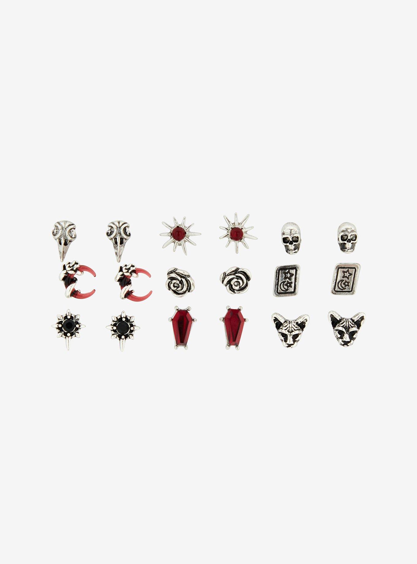 Social Collision Coffin Rose Stud Earring Set, , hi-res