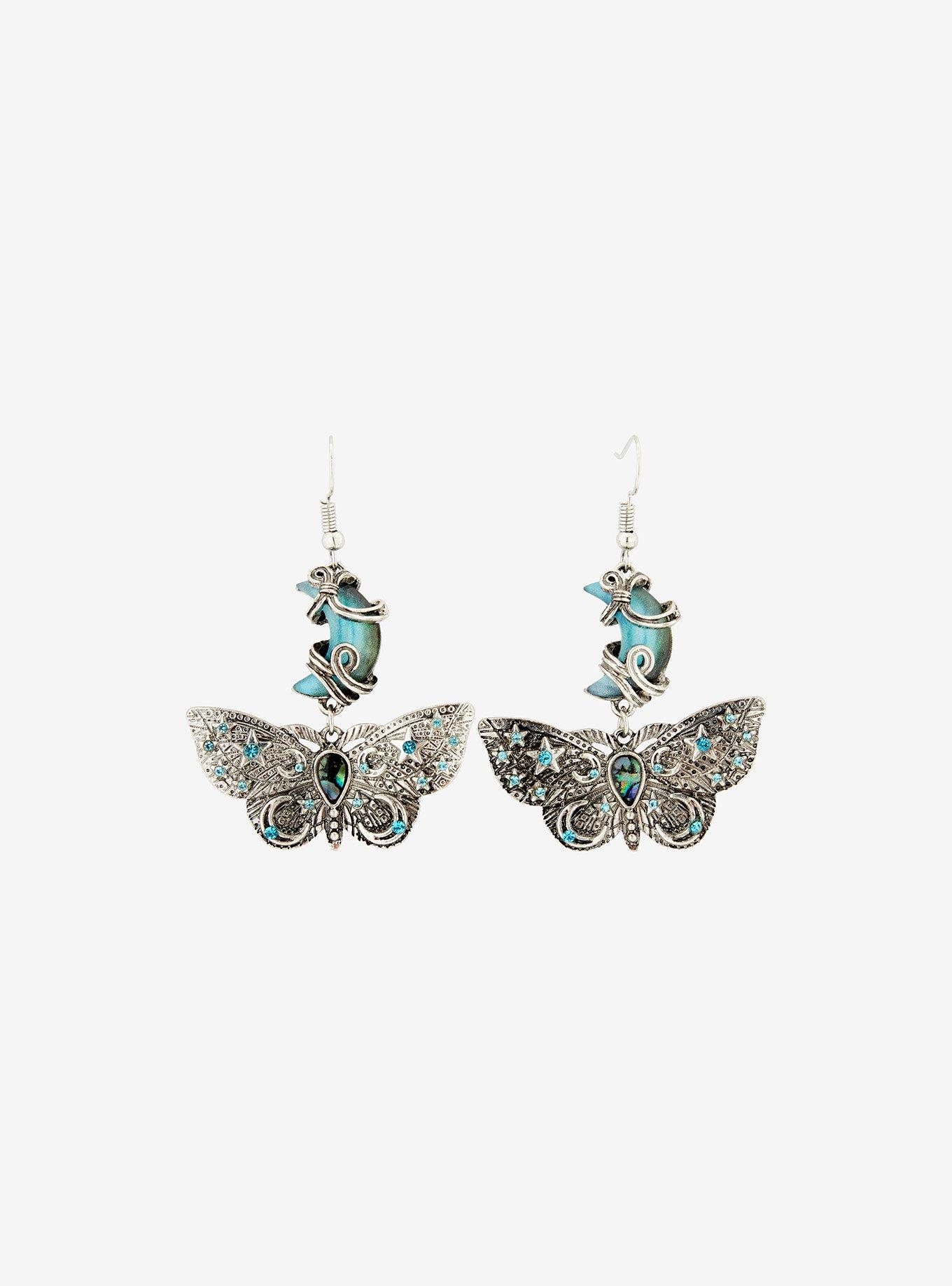 Thorn & Fable Celestial Moon Moth Earrings, , alternate