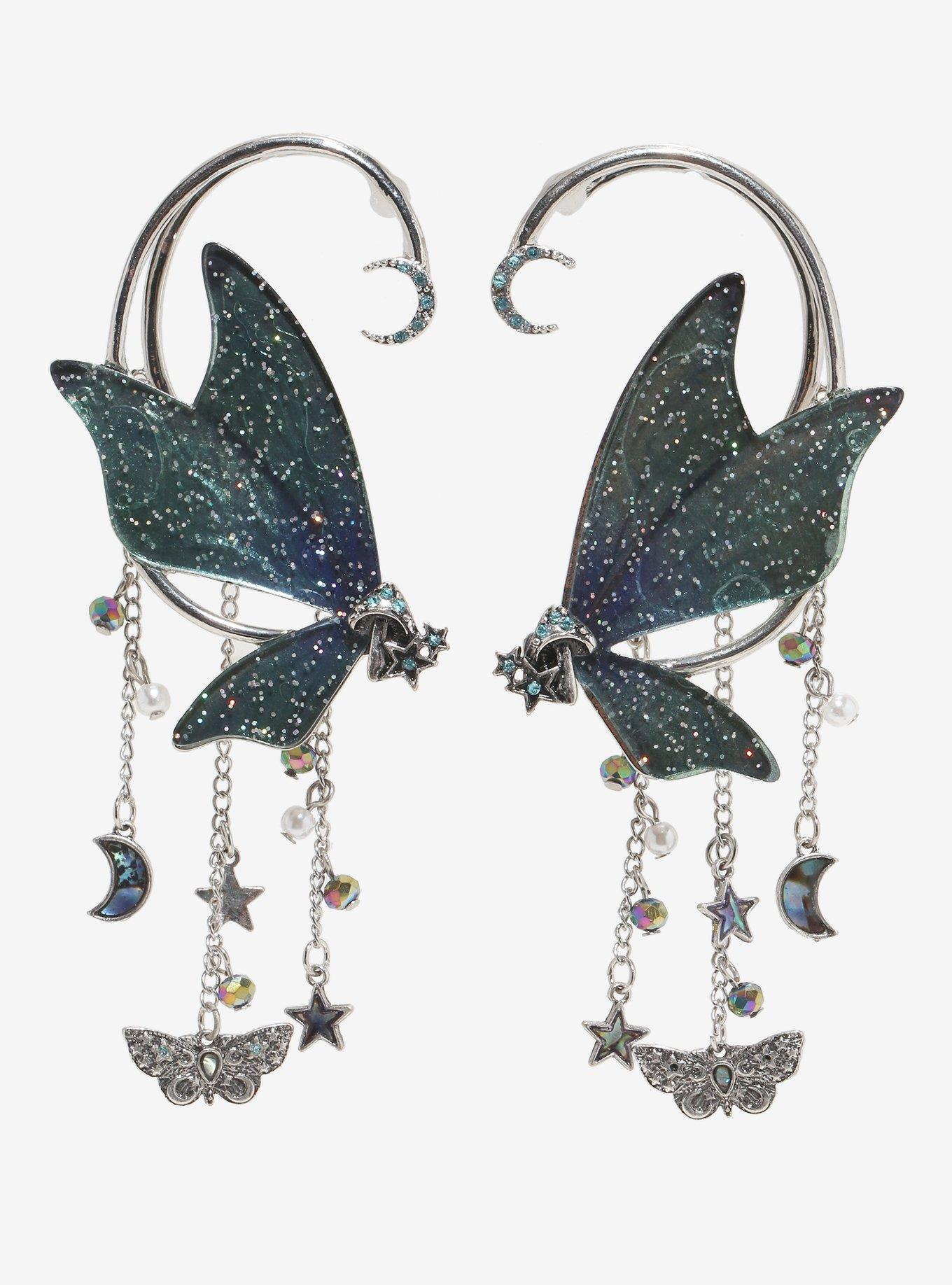 Thorn & Fable Glitter Butterfly Wing Ear Cuff Set