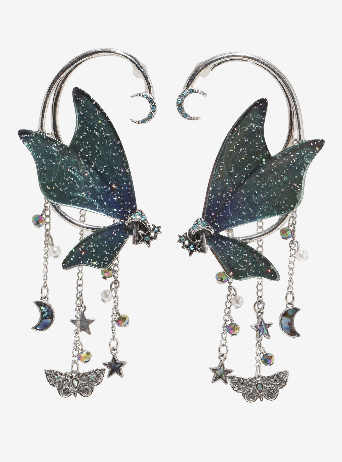 Thorn & Fable Glitter Butterfly Wing Ear Cuff Set, , hi-res