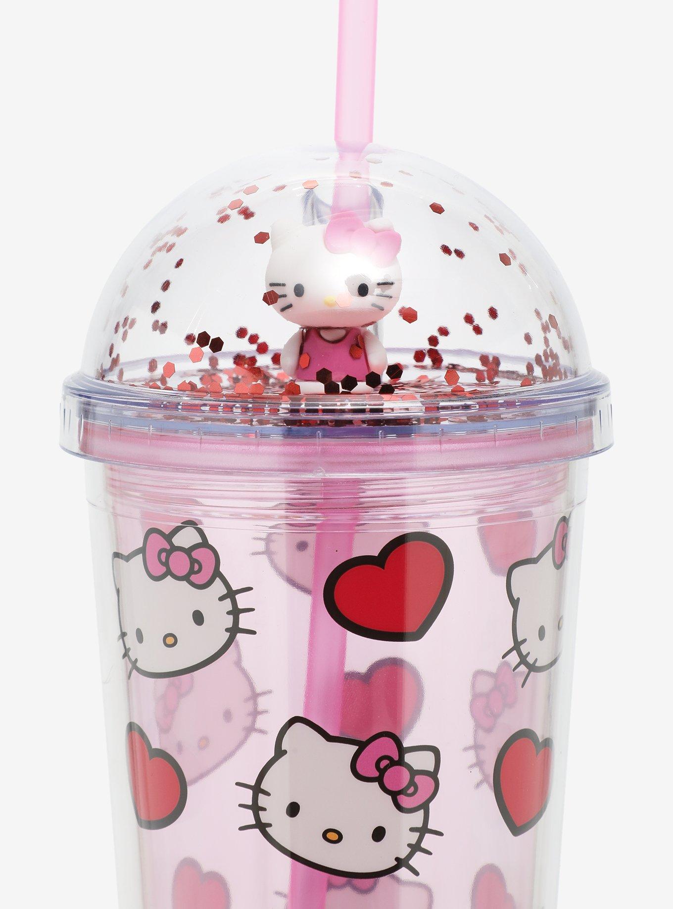 Hello Kitty Heart Glitter Dome Acrylic Travel Cup, , hi-res