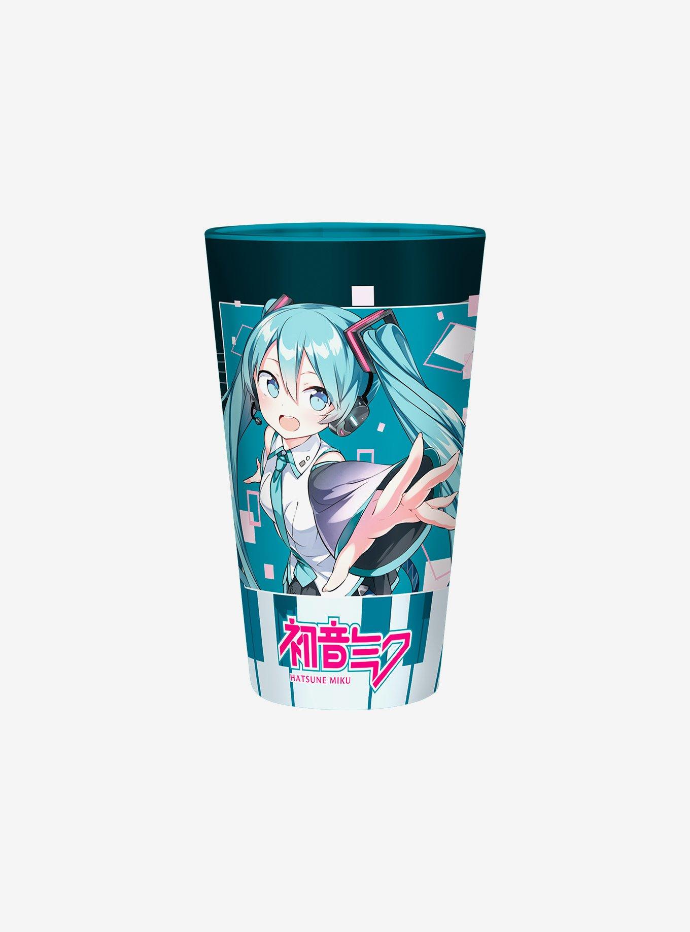 Hatsune Miku Glass Cup Boxed Poster and Keychain Bundle