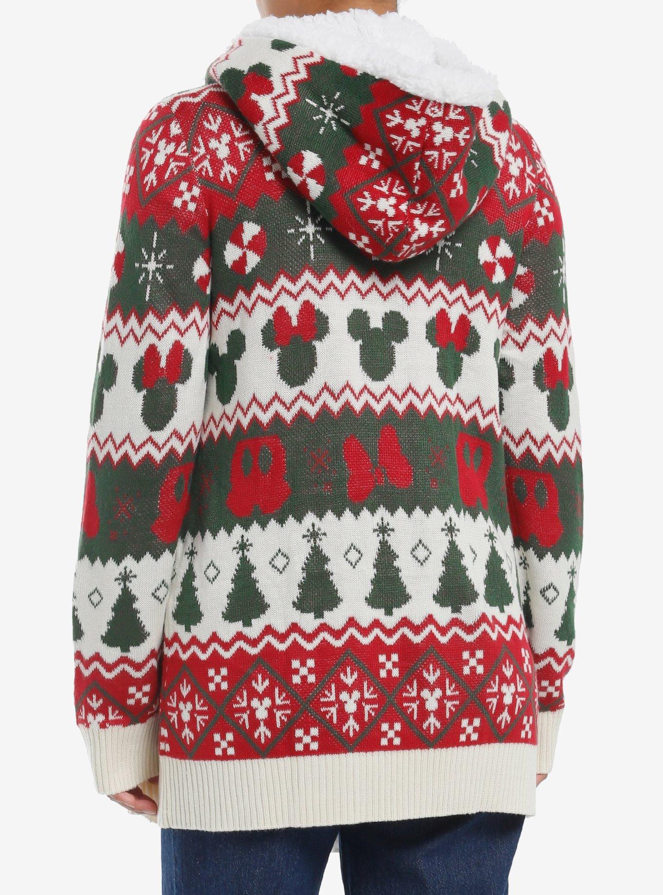 Disney Mickey Mouse & Minnie Mouse Fair Isle Sherpa Girls Cardigan, GREEN, alternate