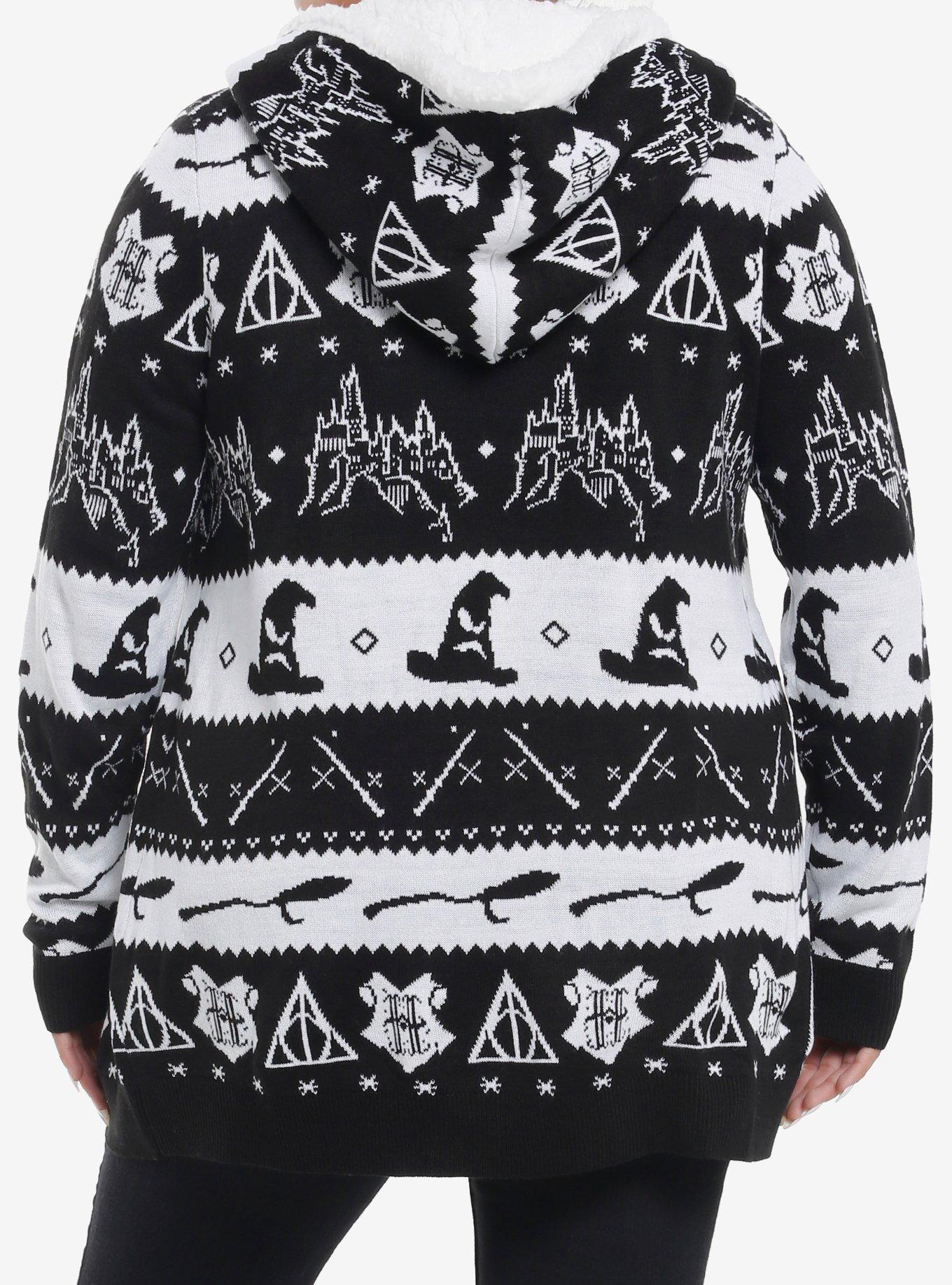 Harry Potter Icons Fair Isle Sherpa Girls Cardigan Plus Size, , alternate