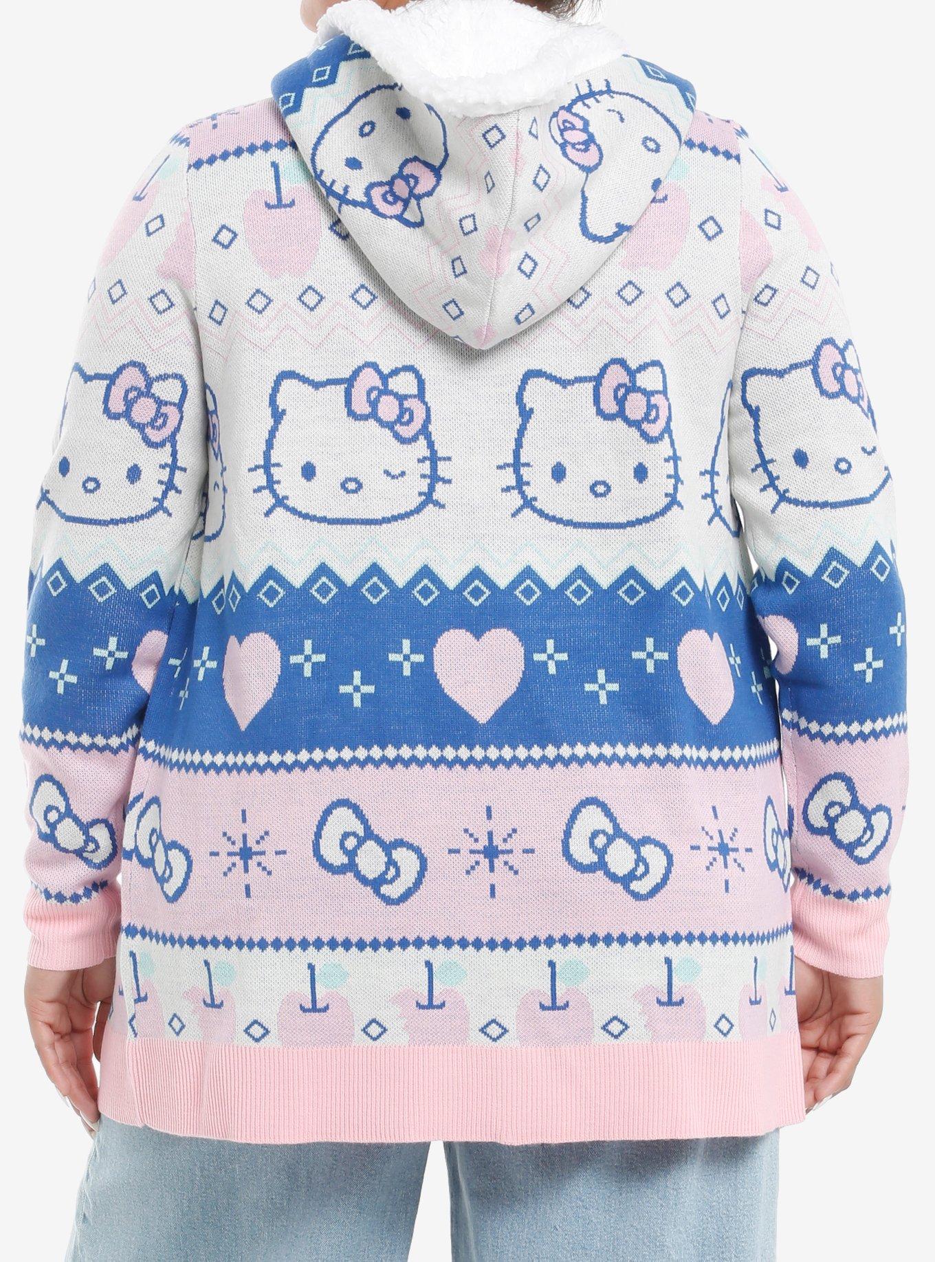 Hello Kitty Pastel Fair Isle Sherpa Girls Cardigan Plus Size, MULTI, alternate