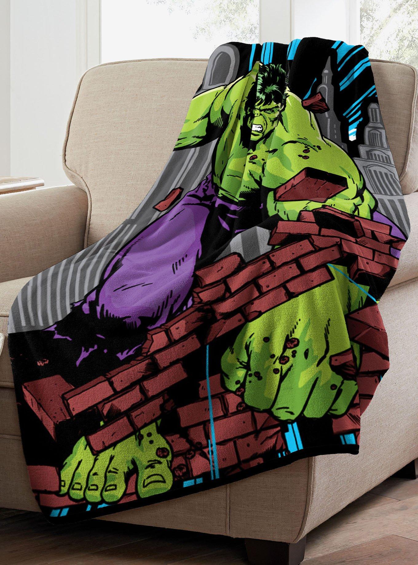 Marvel Hulk Breaking Bricks Micro Raschel Throw, , alternate