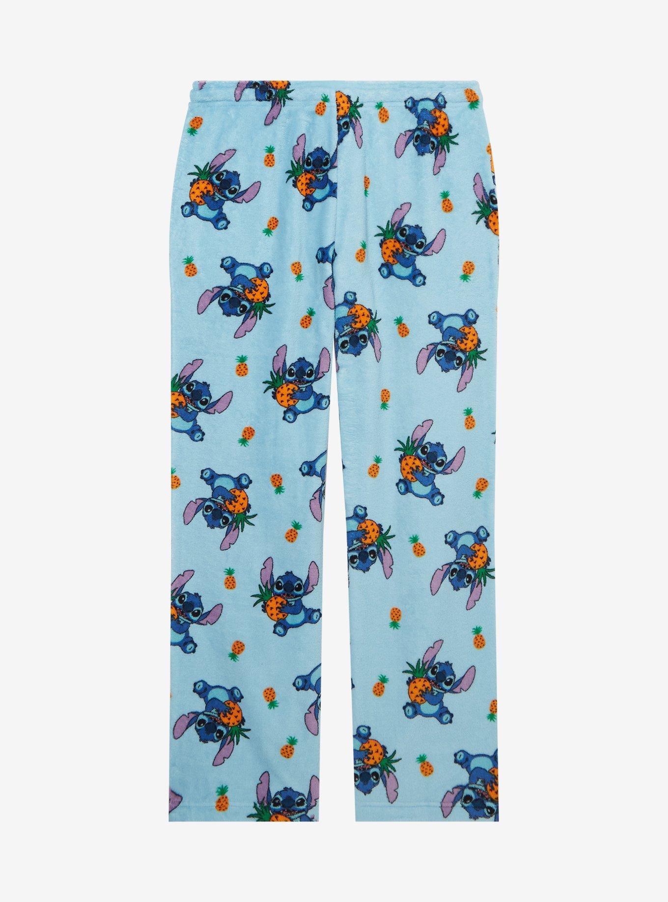 Disney Lilo & Stitch Pineapple Stitch Allover Print Plush Sleep Pants — BoxLunch Exclusive, LIGHT BLUE, alternate