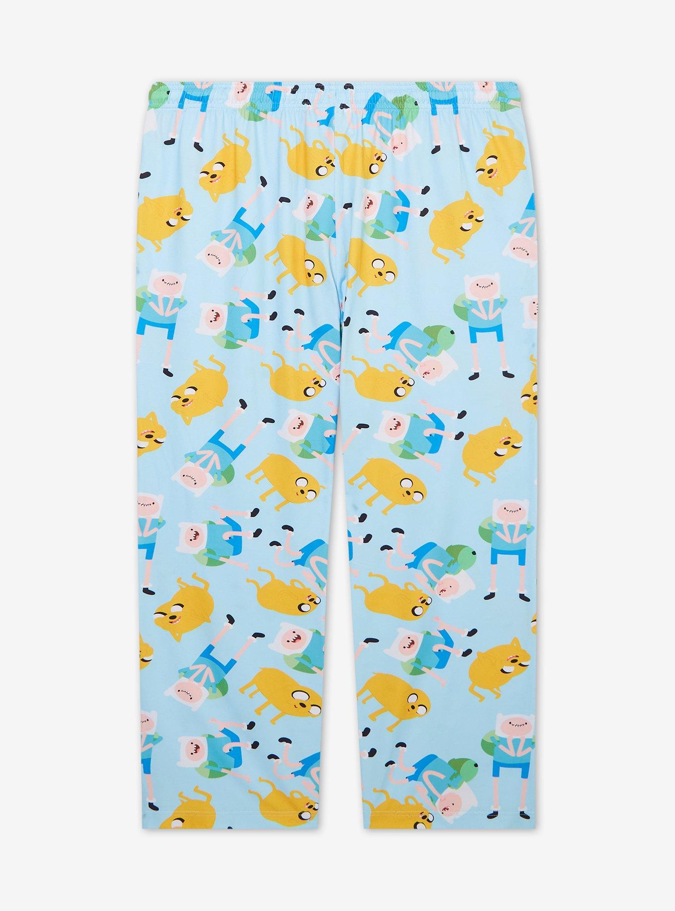 Adventure Time Finn & Jake Allover Print Women's Plus Size Sleep Pants - BoxLunch Exclusive, LIGHT BLUE, alternate