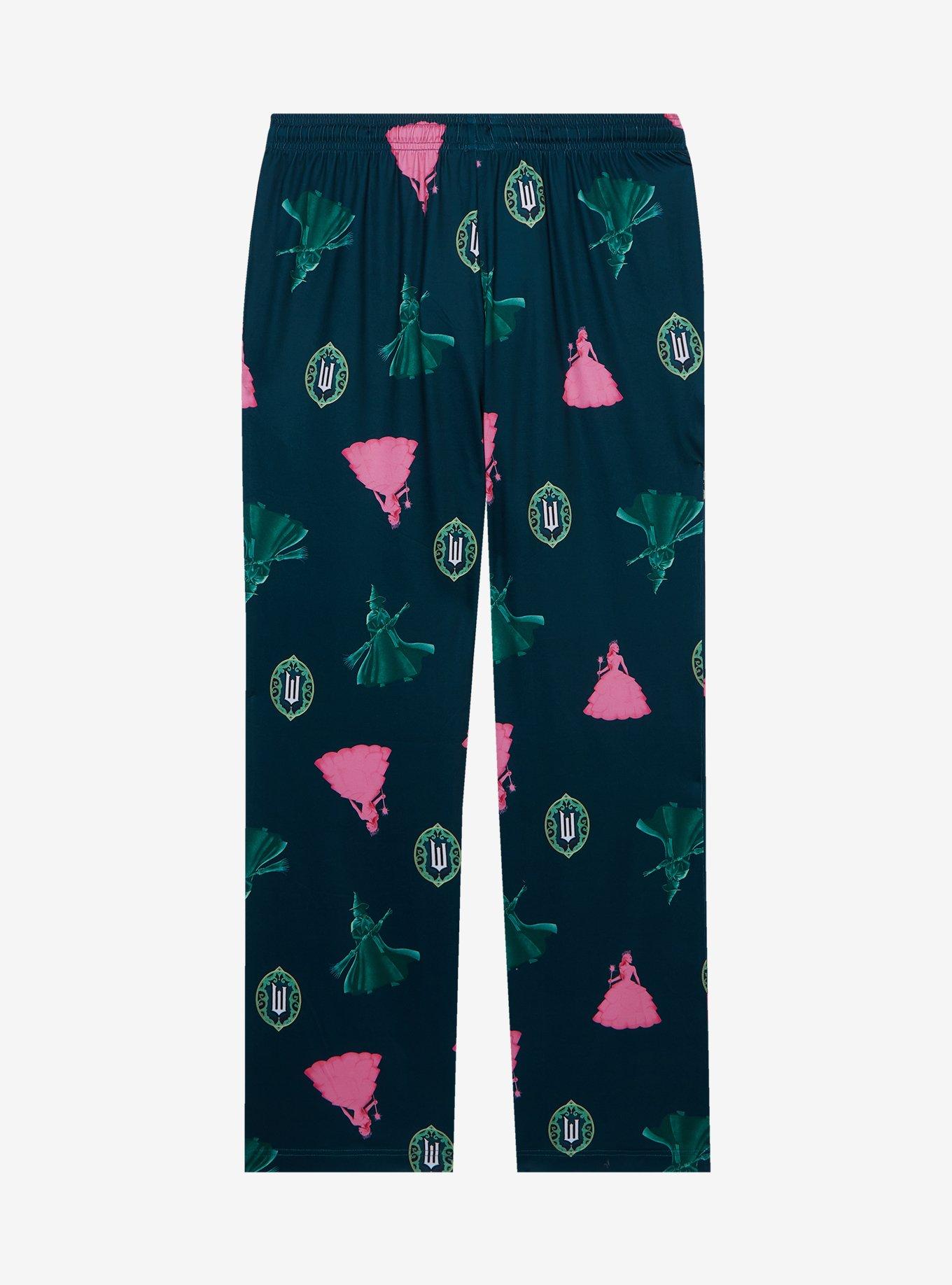 Wicked Glinda & Elphaba Allover Print Sleep Pants - BoxLunch Exclusive, FOREST GREEN, alternate