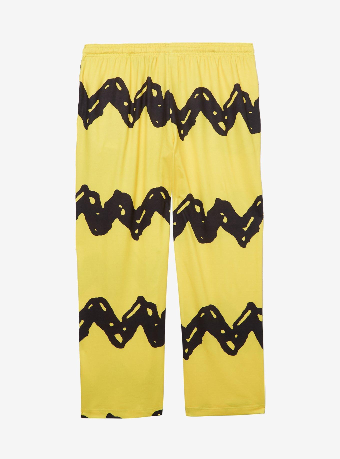 Peanuts Charlie Brown Stripes Women's Plus Size Sleep Pants &mdash; BoxLunch Exclusive, BRIGHT YELLOW, alternate