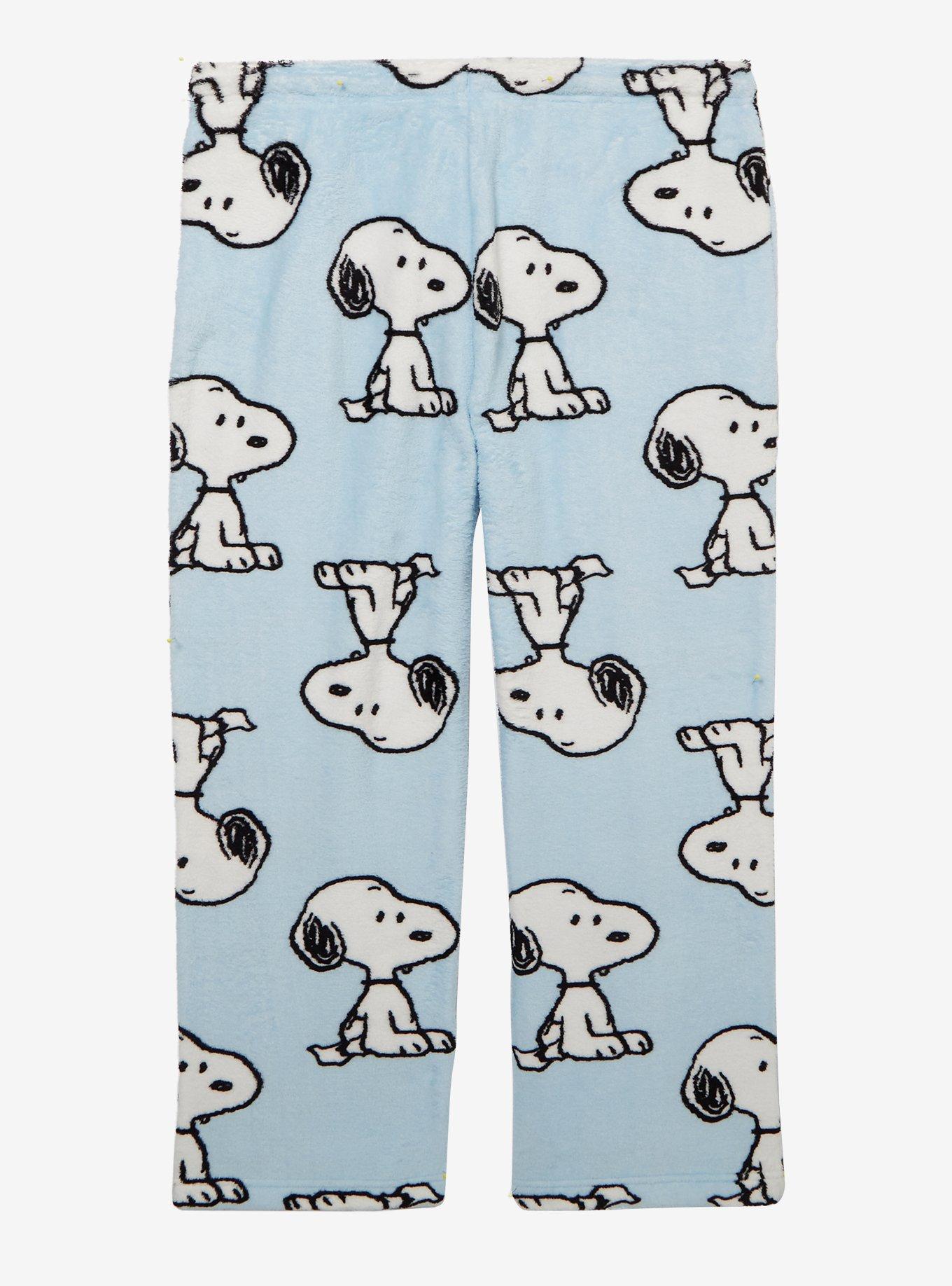 Peanuts Snoopy Allover Print Plush Women's Plus Size Sleep Pants &mdash; BoxLunch Exclusive, BLUE, alternate