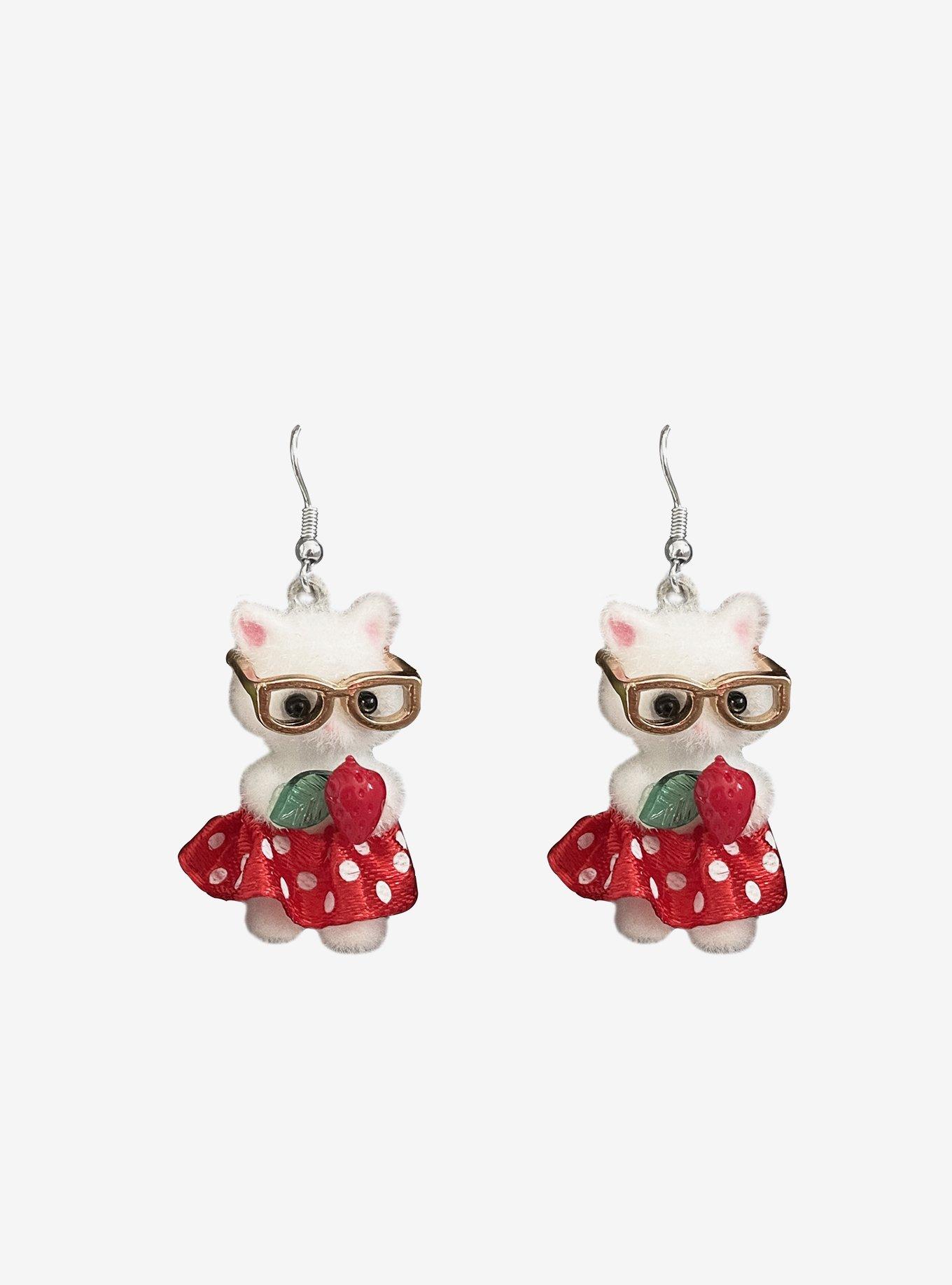 Sweet Society Kitty Strawberry Figural Earrings