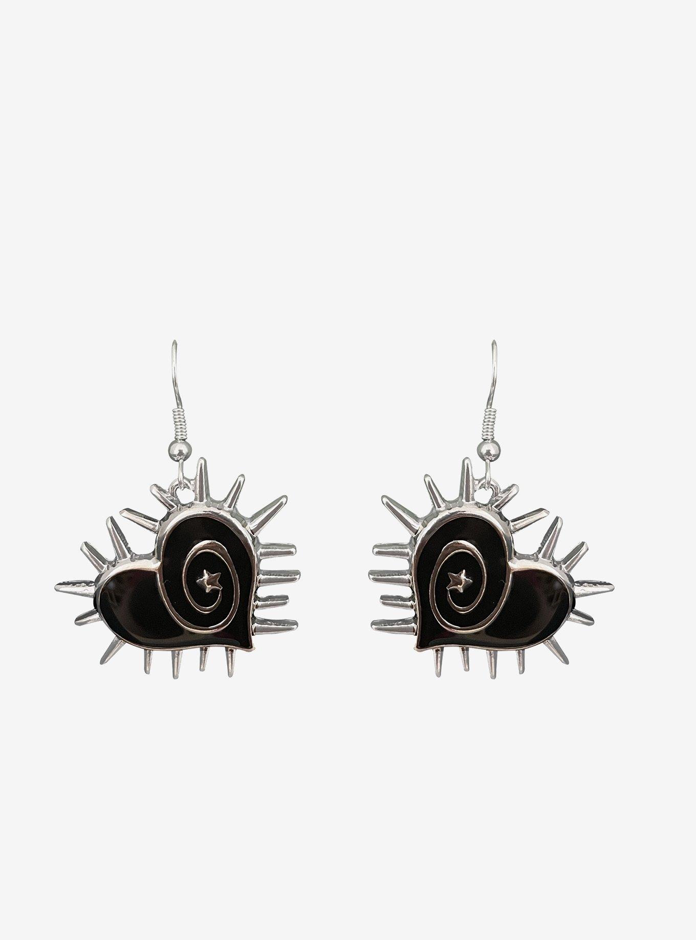 Social Collison Spiral Heart Spike Drop Earrings