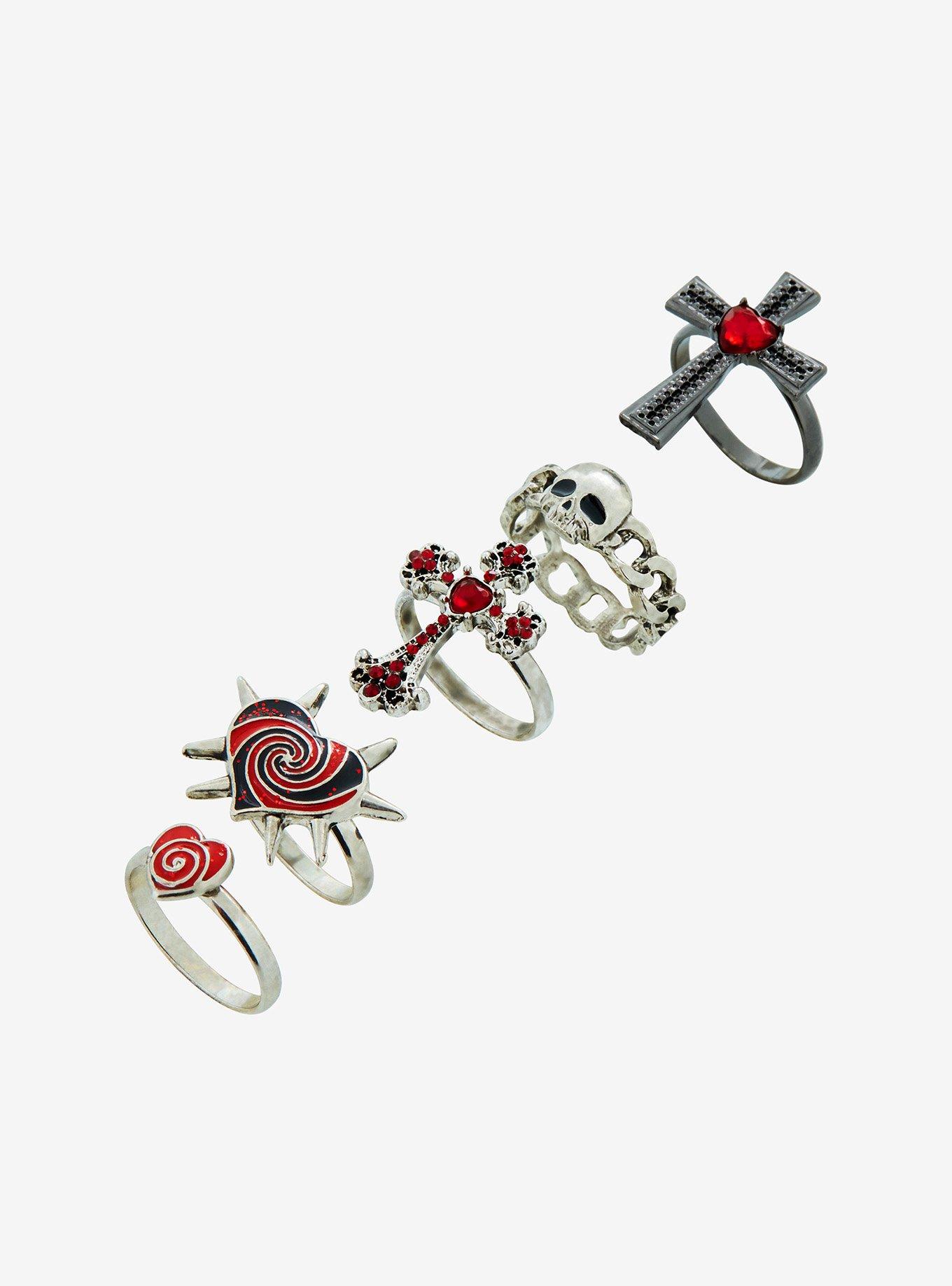 Social Collision Heart Cross Ring Set, , alternate