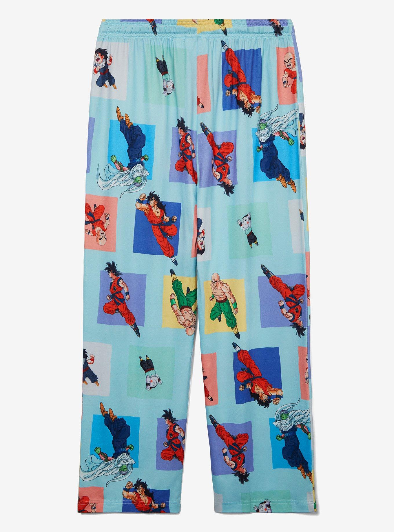 Dragon Ball Z Character Squares Allover Print Sleep Pants, LIGHT BLUE, alternate