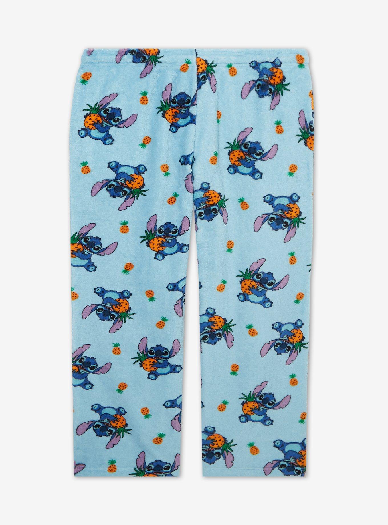 Disney Lilo & Stitch Pineapple Stitch Allover Print Women's Plus Size Plush Sleep Pants - BoxLunch Exclusive, , hi-res