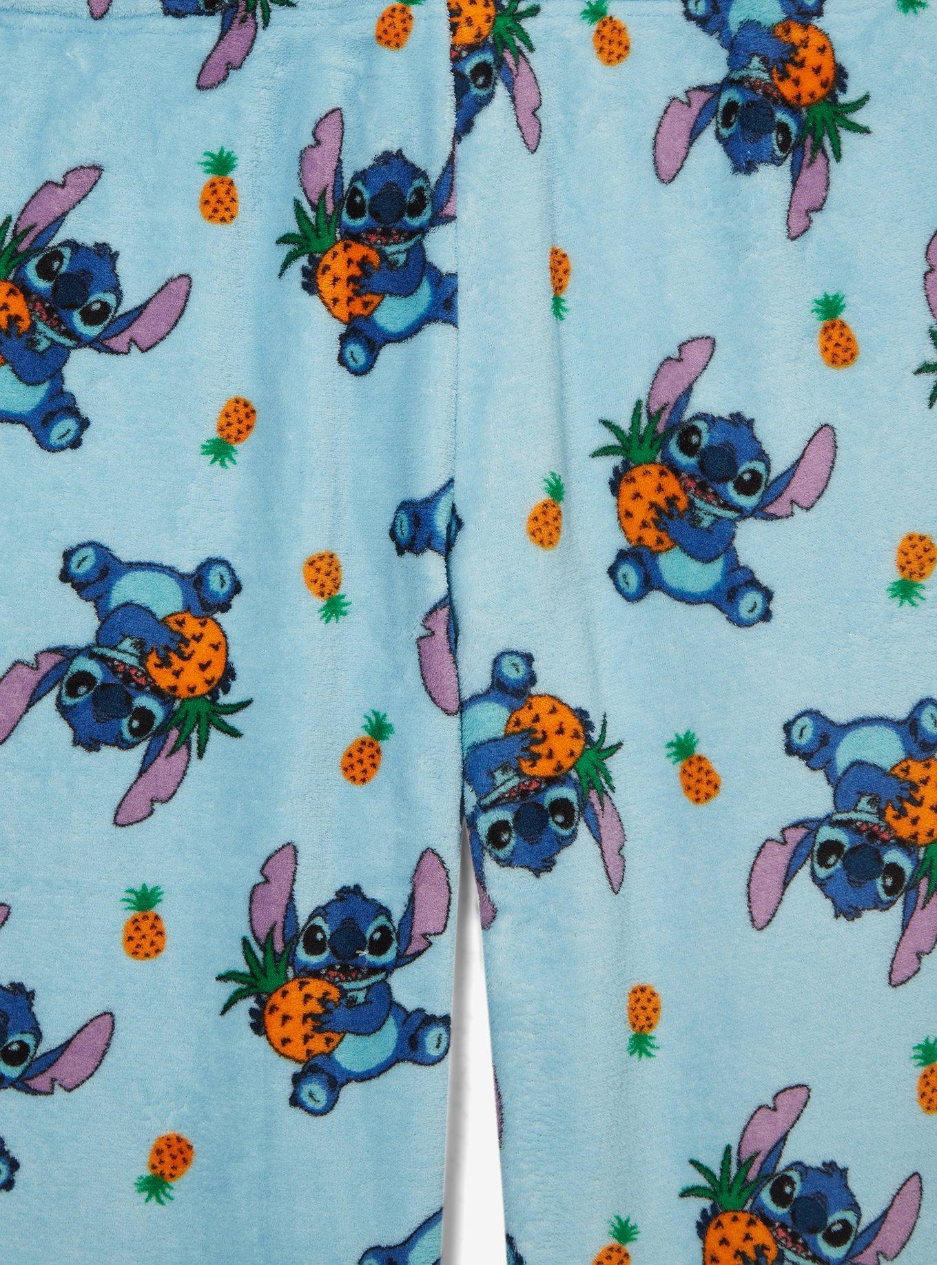 Disney Lilo & Stitch Pineapple Stitch Allover Print Women's Plus Size Plush Sleep Pants - BoxLunch Exclusive, LIGHT BLUE, alternate