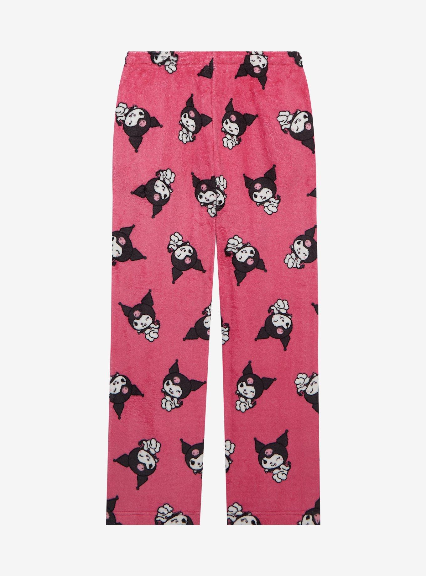 Sanrio Kuromi Plush Allover Print Sleep Pants &mdash; BoxLunch Exclusive, HOT PINK, alternate