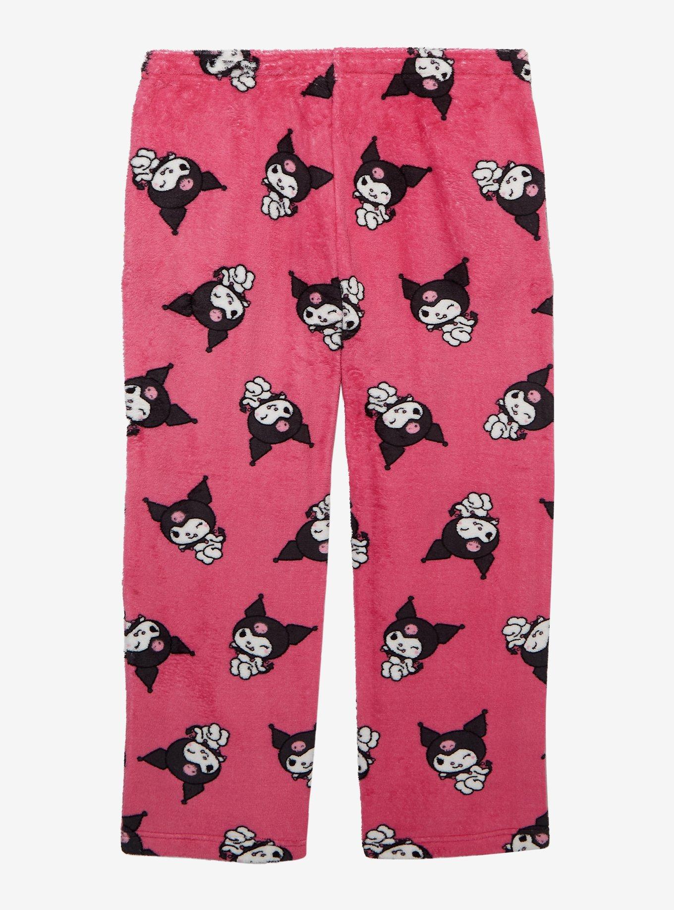 Sanrio Kuromi Allover Print Women's Plus Size Plush Sleep Pants — BoxLunch Exclusive, HOT PINK, alternate