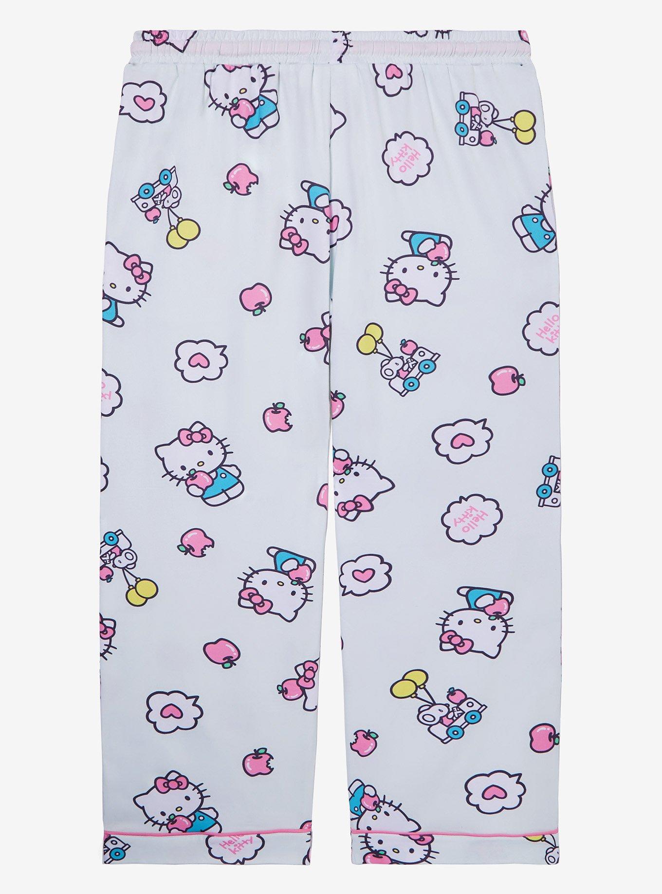 Sanrio Hello Kitty Apples Allover Print Women's Plus Size Sleep Pants - BoxLunch Exclusive, LIGHT GRAY, alternate