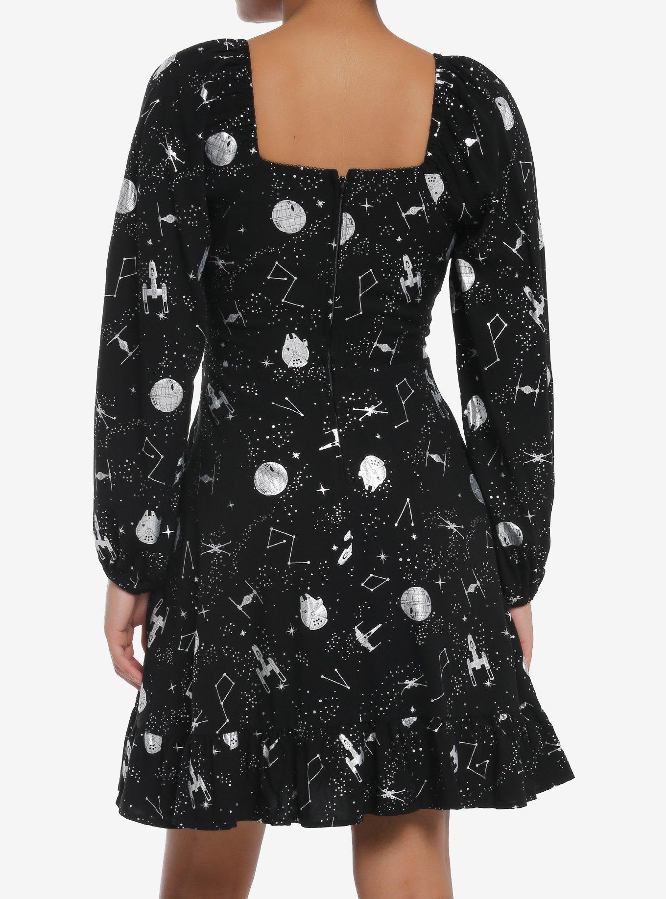 Star Wars Foil Print Lace-Up Long-Sleeve Dress, MULTI, alternate