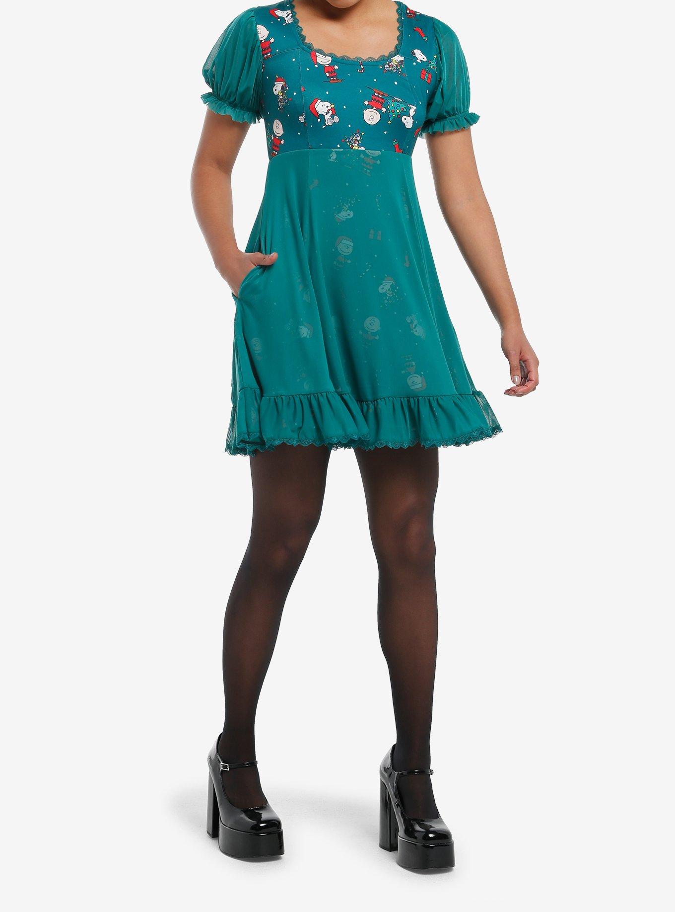 Peanuts Characters Holiday Mesh Dress, , hi-res