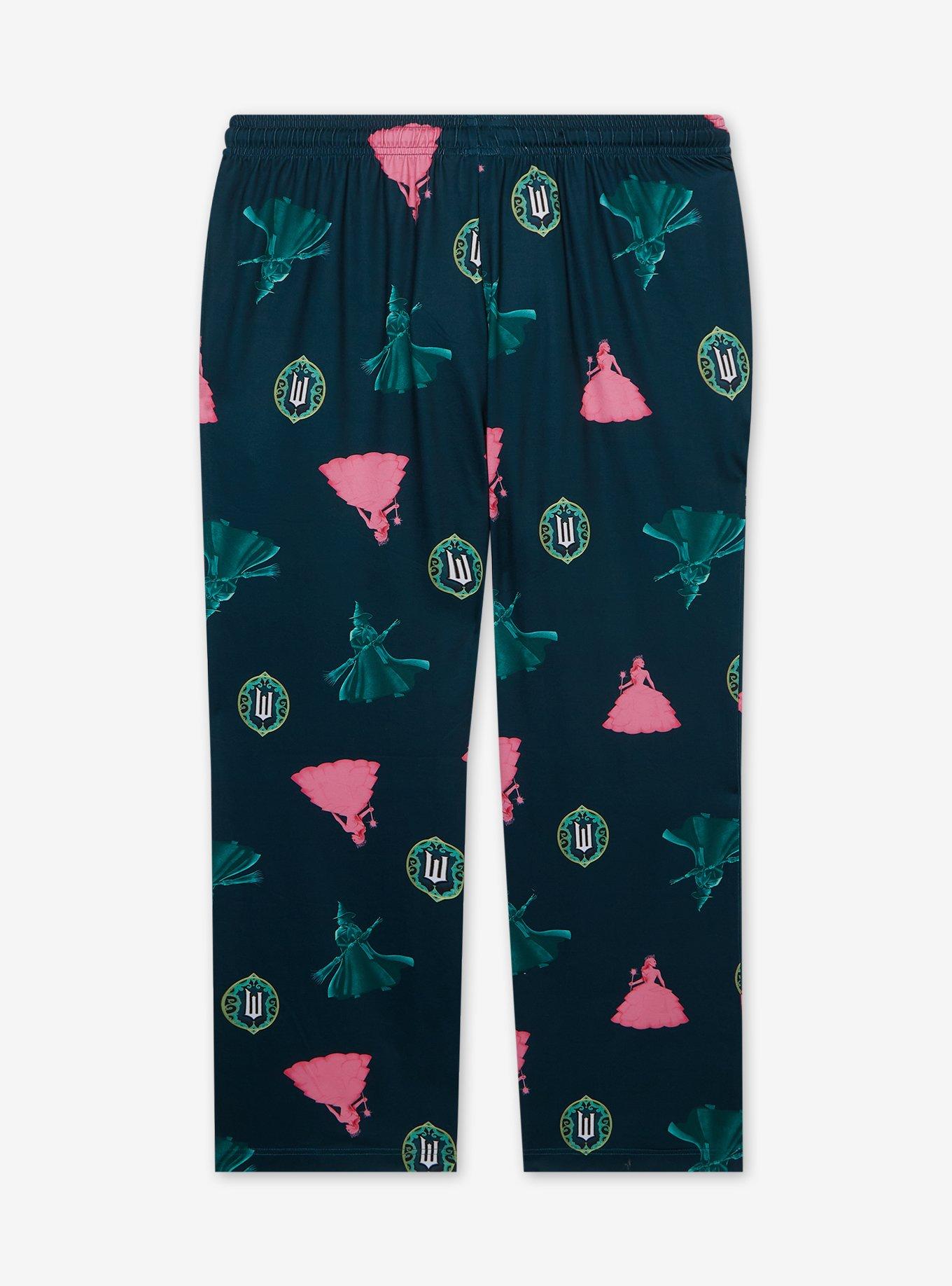 Wicked Elphaba and Glinda Allover Print Women's Plus Size Sleep Pants - BoxLunch Exclusive, FOREST GREEN, alternate