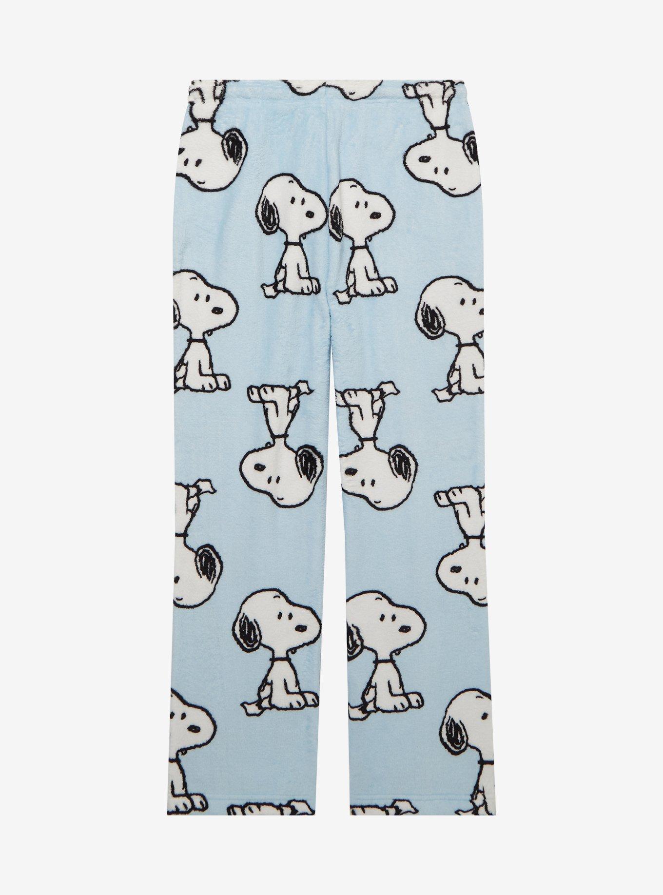 Peanuts Snoopy Allover Print Plush Sleep Pants — BoxLunch Exclusive, BLUE, alternate