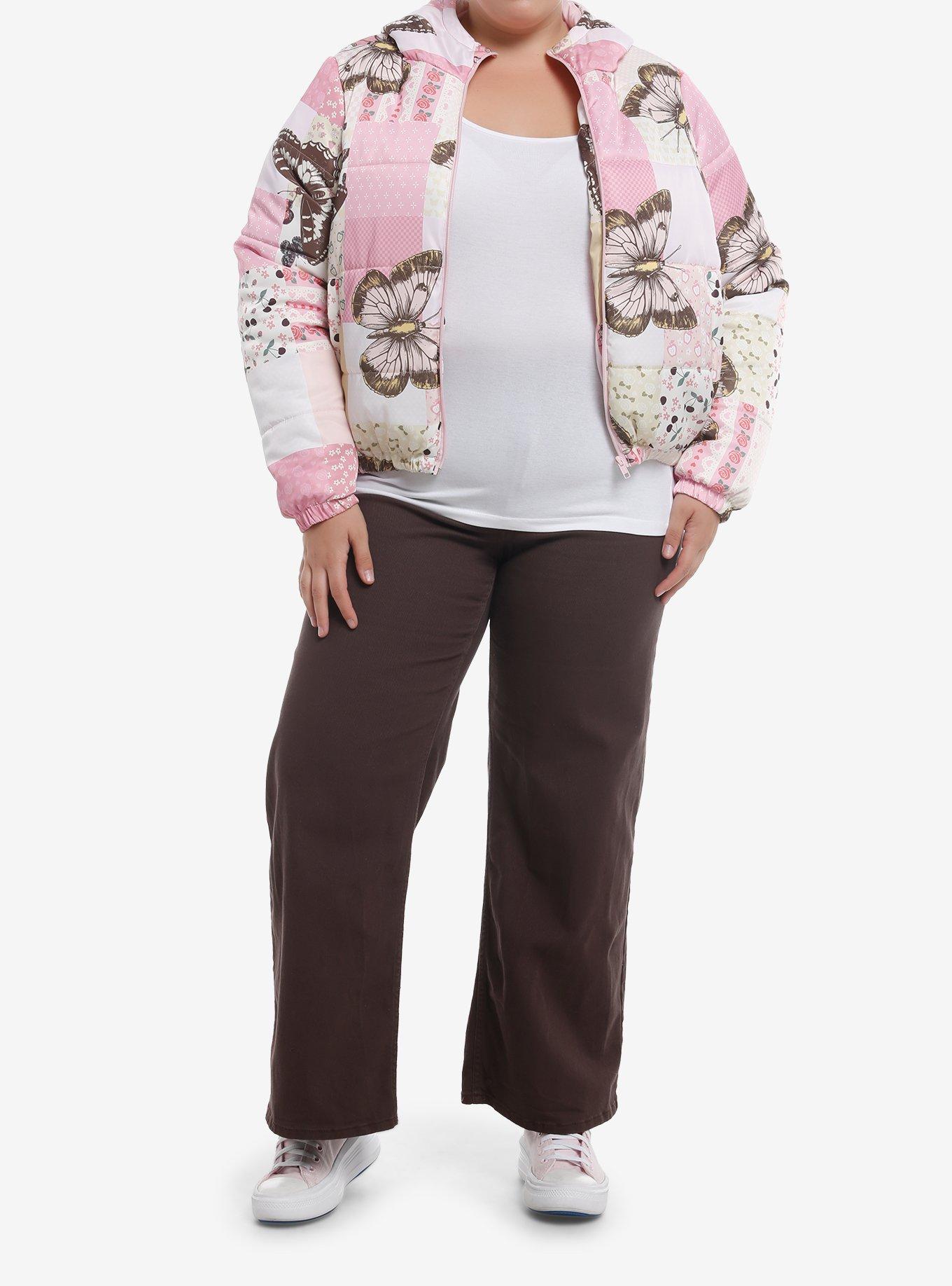 Sweet Society Butterfly Pink Patchwork Girls Puffer Jacket Plus Size, , hi-res