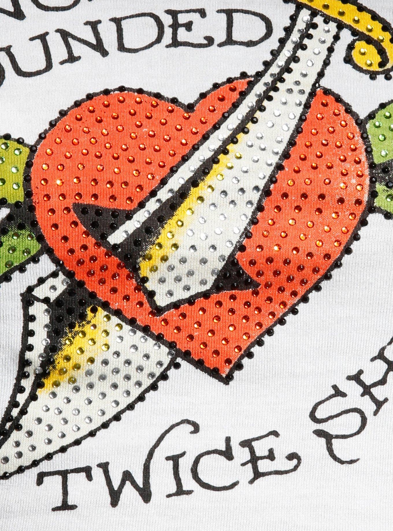 Ed Hardy Once Wounded, Twice Shy Rhinestone Girls Baby T-Shirt, GREEN, alternate