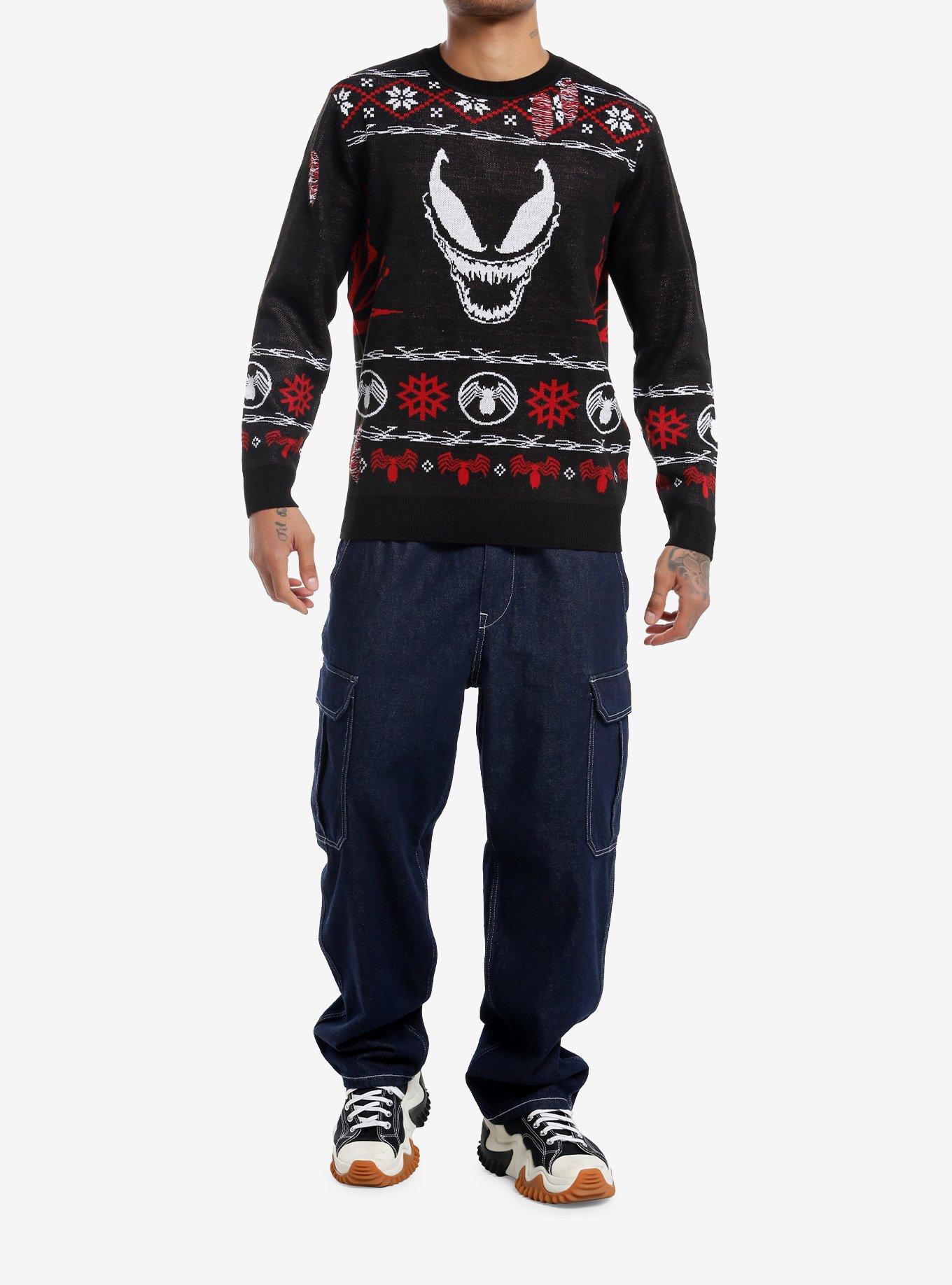 Our Universe Marvel Venom Fair Isle Holiday Sweater, RED, alternate