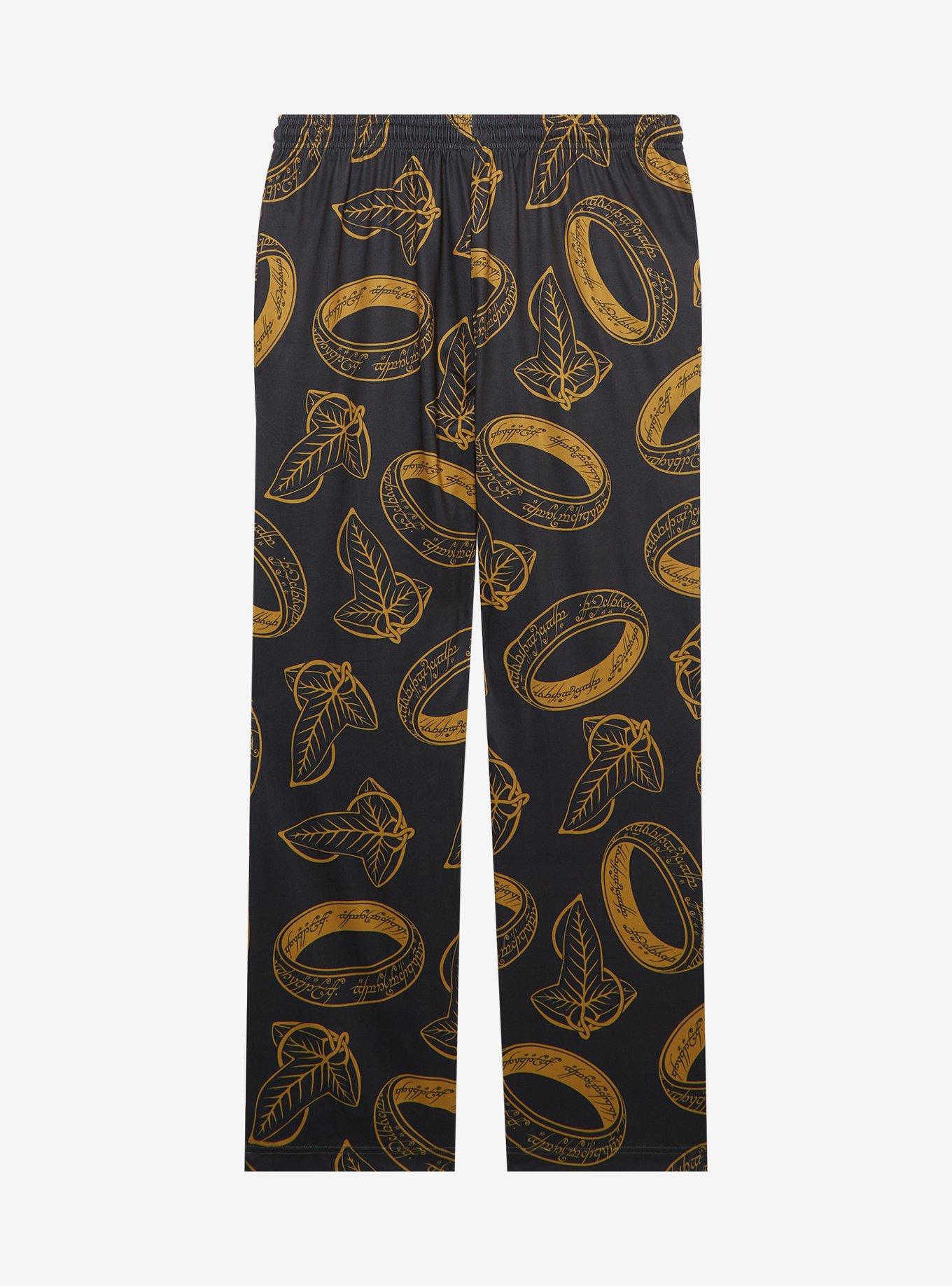 The Lord of the Rings One Ring & Leaves of Lórien Allover Print Sleep Pants — BoxLunch Exclusive, , hi-res