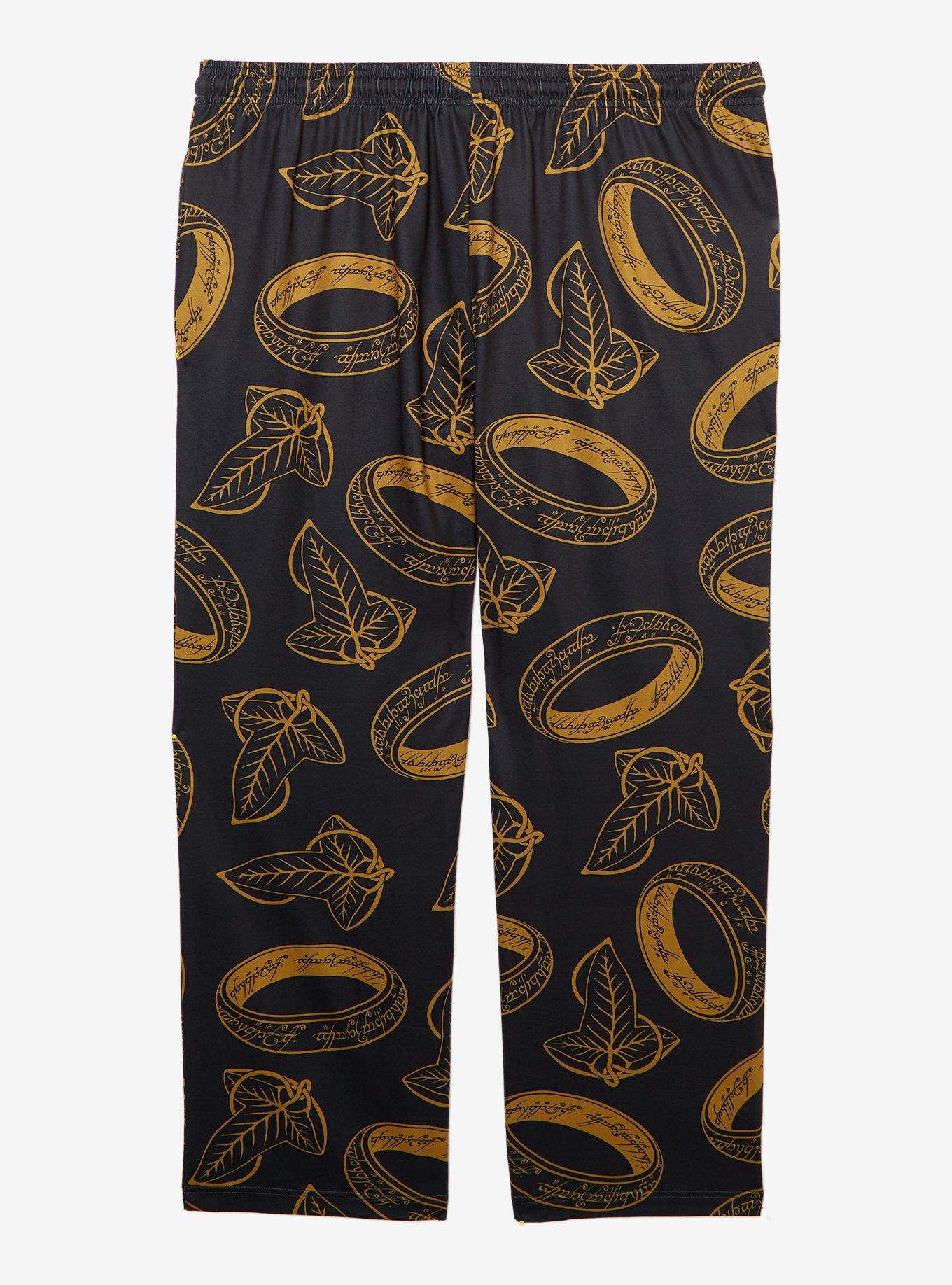 The Lord of the Rings One Ring & Leaves of Lórien Allover Print Women's Plus Size Sleep Pants - BoxLunch Exclusive, , hi-res