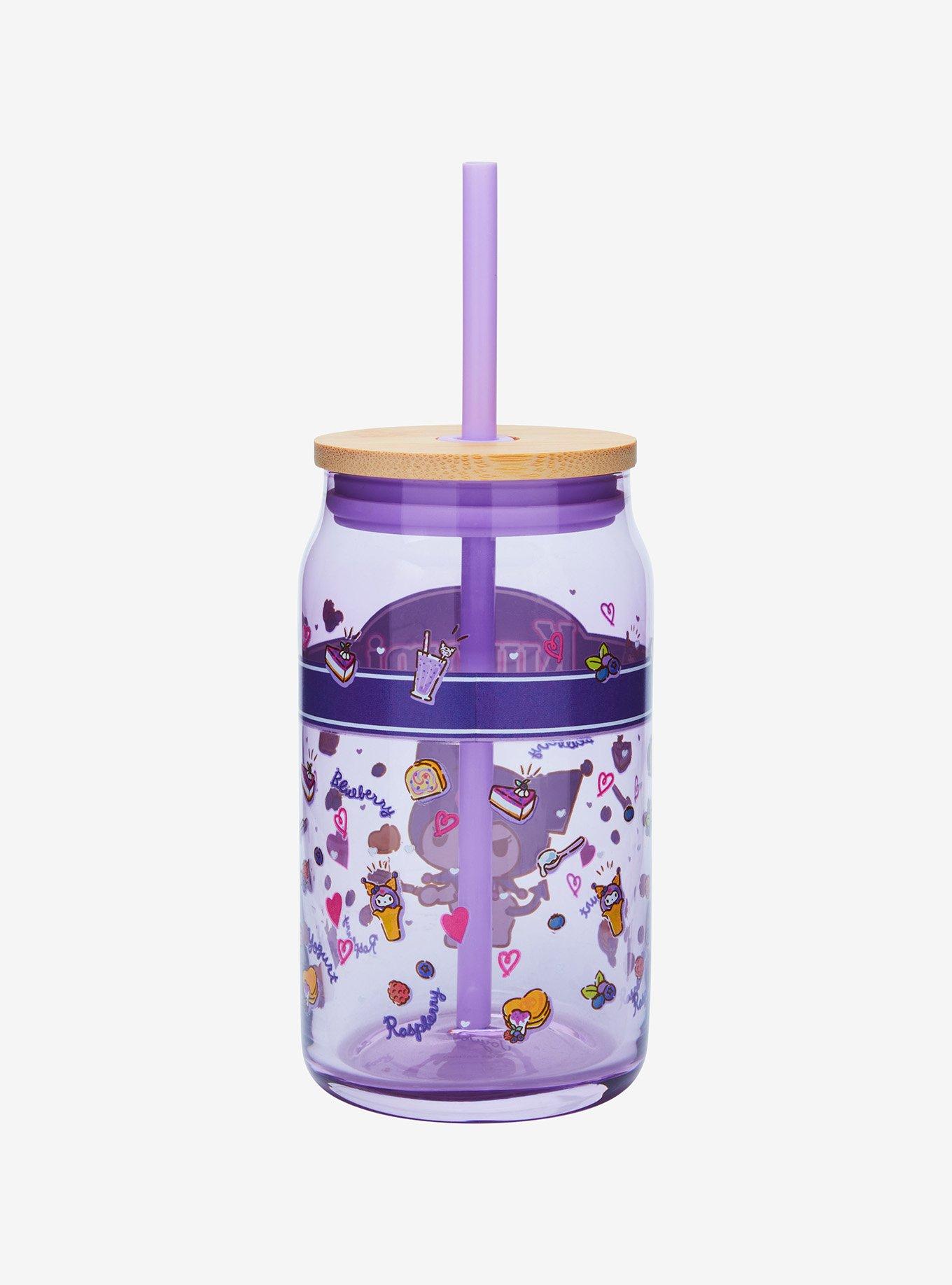 JoyJolt Sanrio Kuromi Glass Tumbler and Straw, , alternate