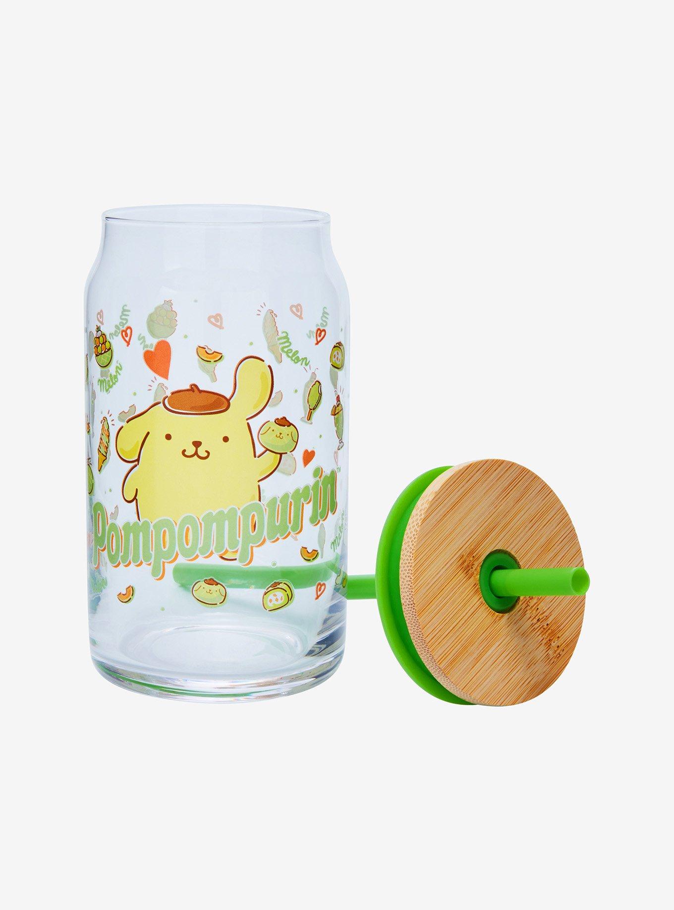 JoyJolt Sanrio Pompompurin Glass Tumbler and Straw