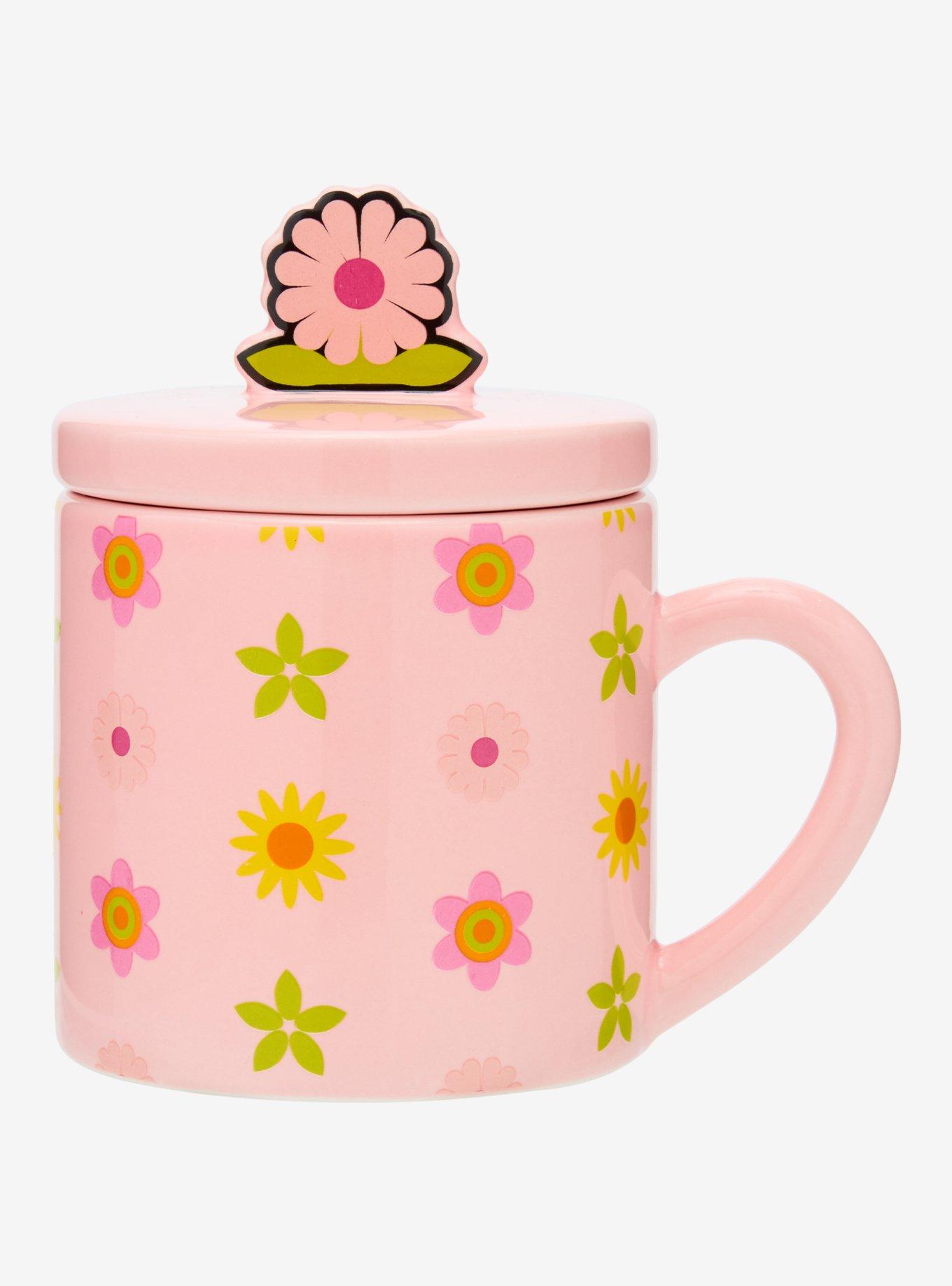 Lizzie McGuire Cartoon Lizzie Floral Mug with Lid &mdash; BoxLunch Exclusive, , alternate
