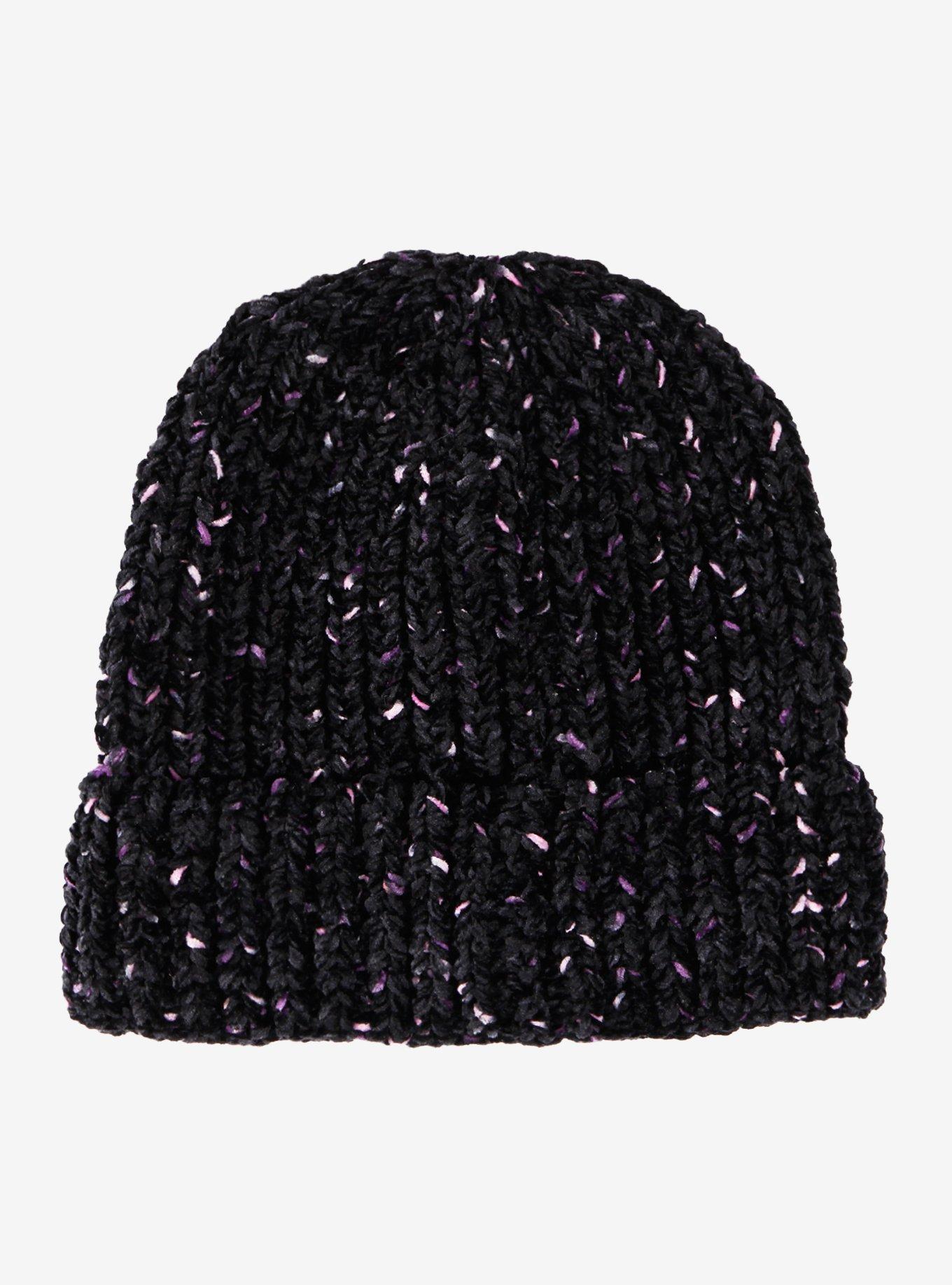 Wicked Purple Speckle Knit Beanie, , alternate
