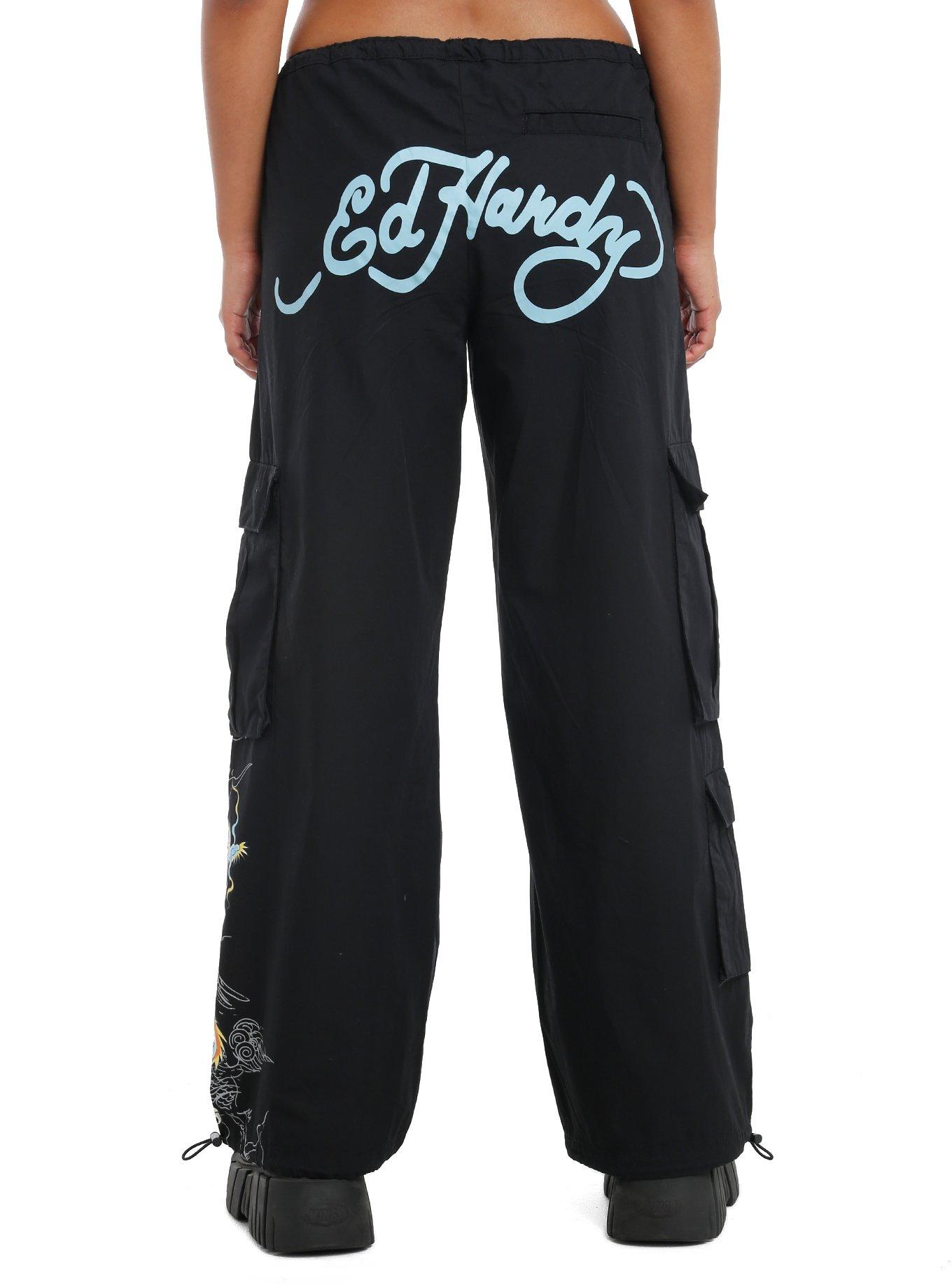 Ed Hardy Dragon Drawstring Girls Cargo Pants, BLUE, alternate