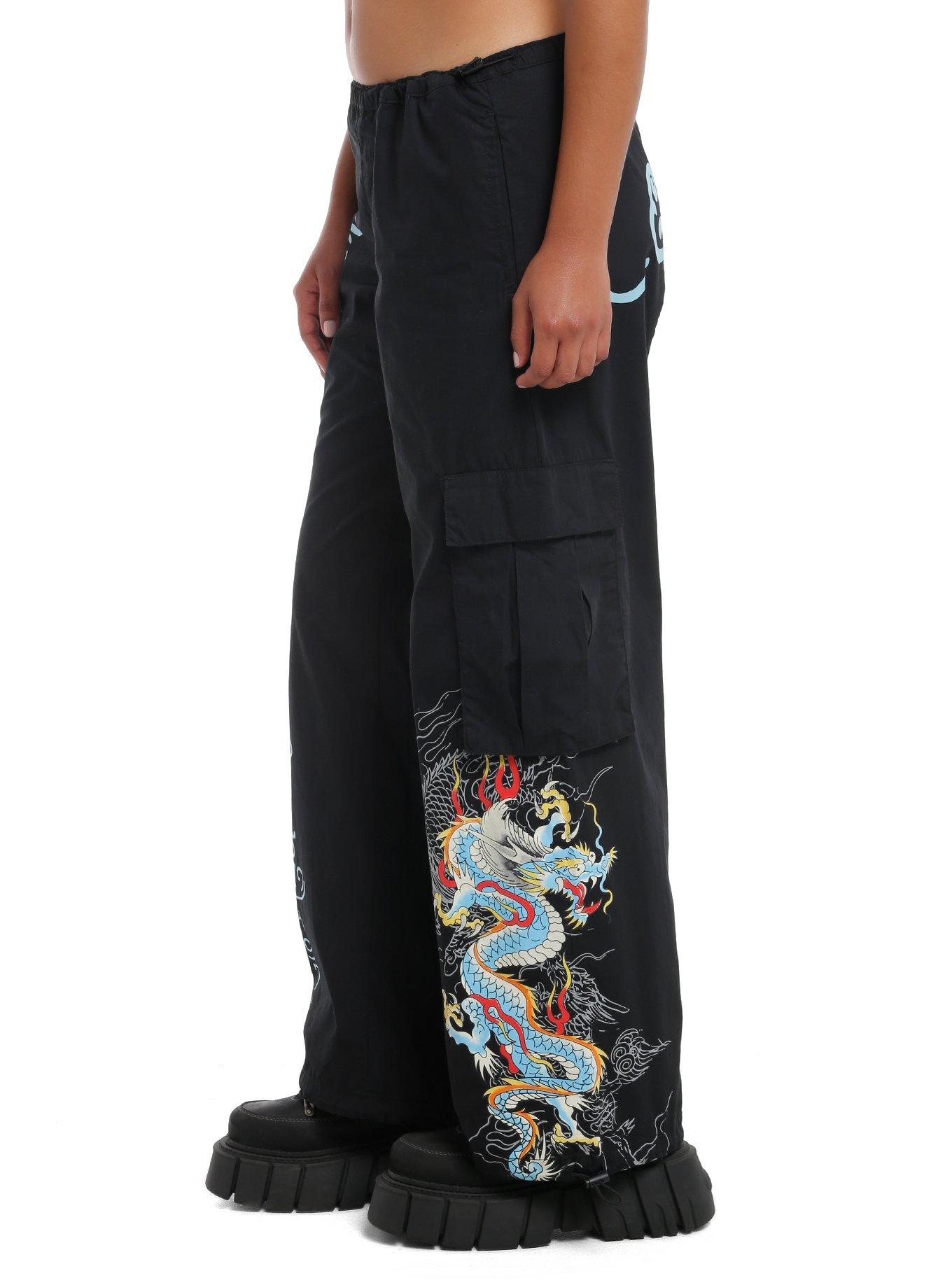 Ed Hardy Dragon Drawstring Girls Cargo Pants, BLUE, alternate