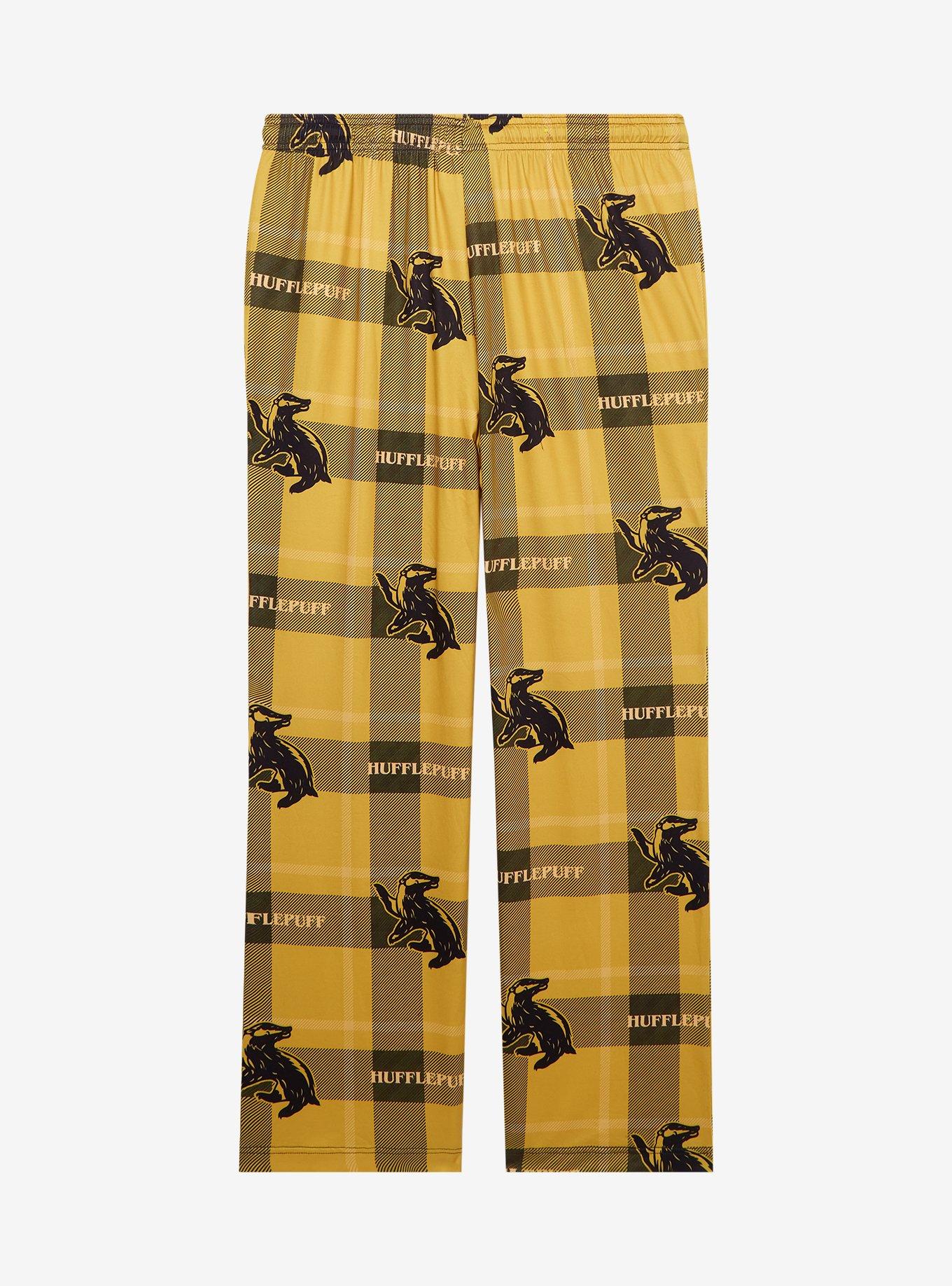 Harry Potter Hufflepuff Plaid Allover Print Sleep Pants — BoxLunch Exclusive, PLAID - YELLOW, alternate