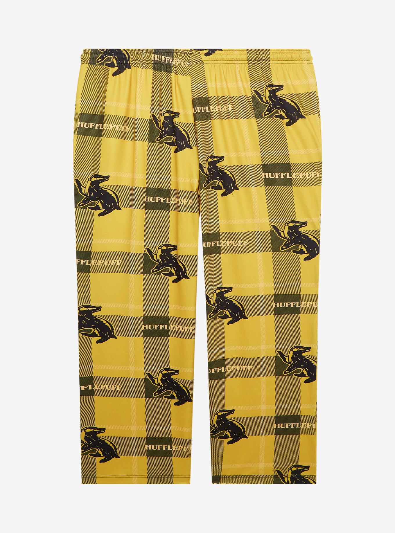 Harry Potter Hufflepuff Plaid Allover Print Women's Plus Size Sleep Pants - BoxLunch Exclusive, , hi-res