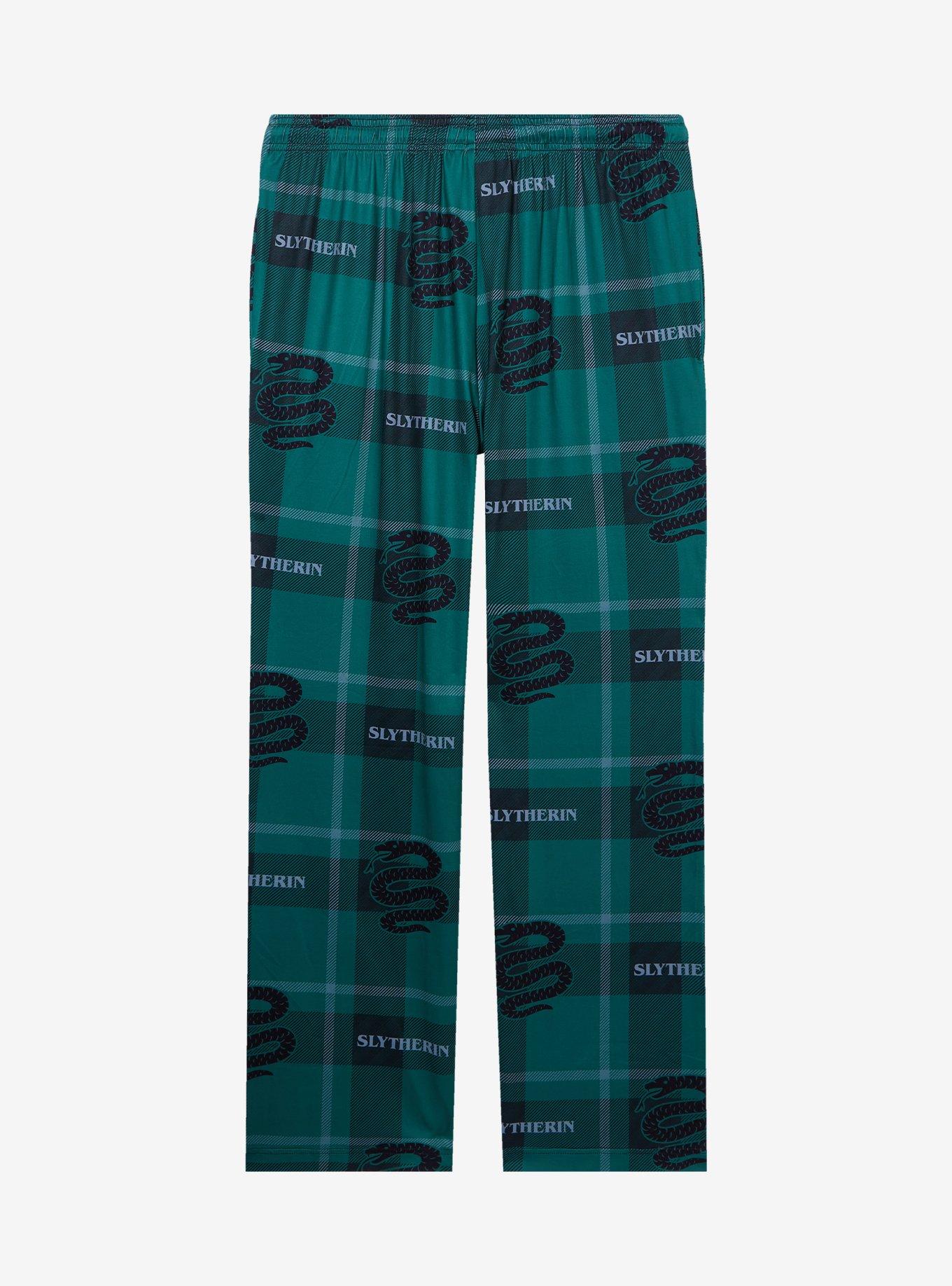 Harry Potter Slytherin Plaid Allover Print Sleep Pants — BoxLunch Exclusive, , hi-res