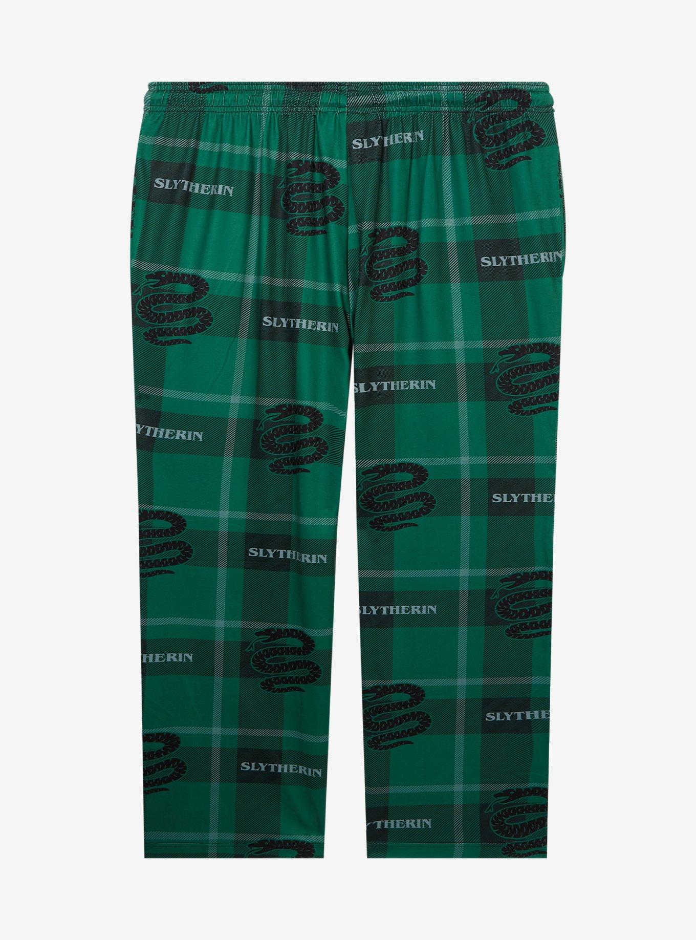 Harry Potter Slytherin Plaid Allover Print Women's Plus Size Sleep Pants - BoxLunch Exclusive, , hi-res